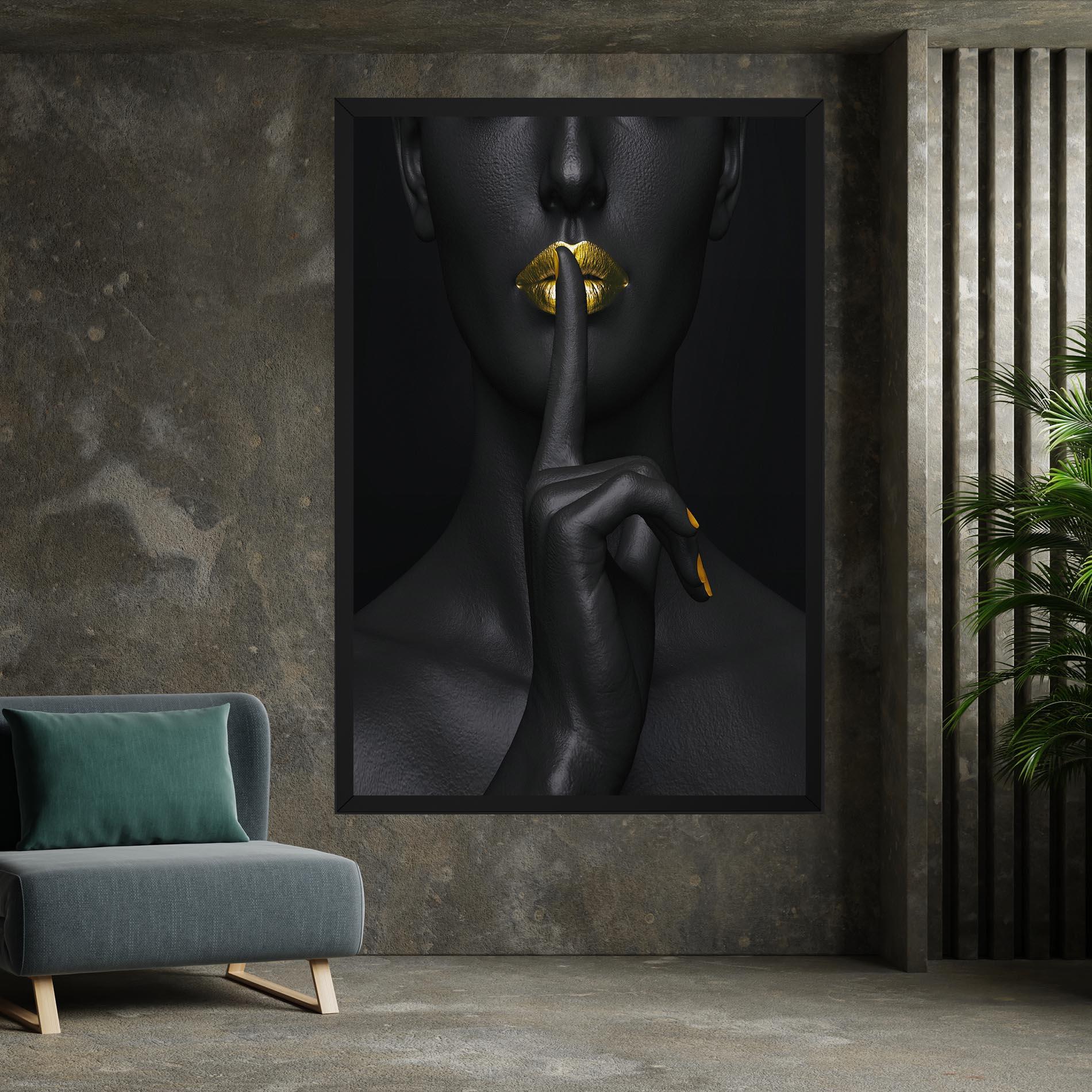 Leinwandbild Silence Lips Portrait mockup 7