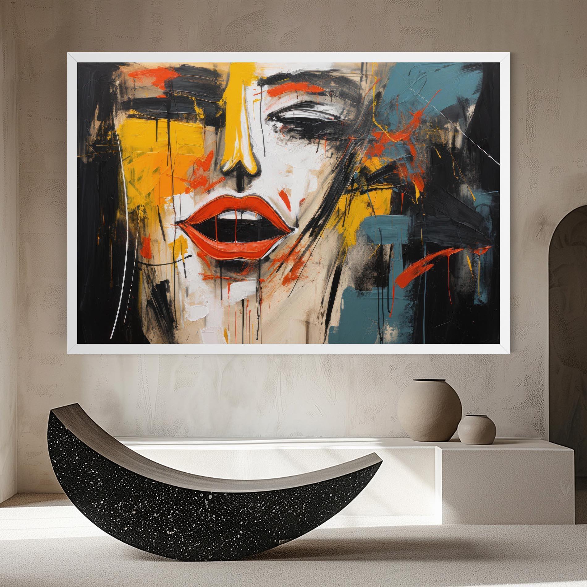 Leinwandbild Abstract Woman Lips mockup 8