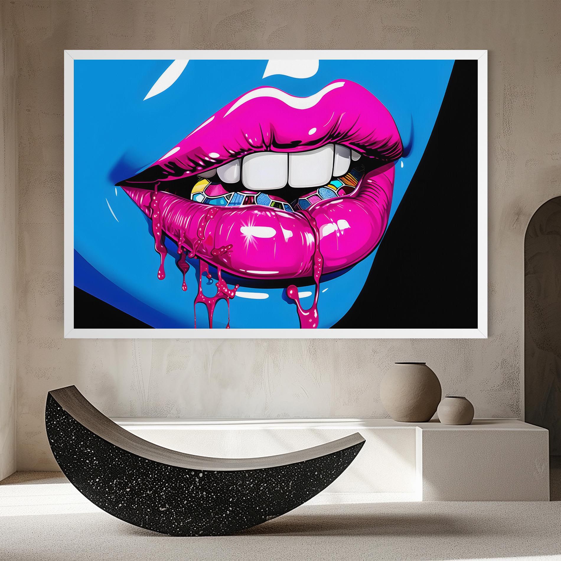 Blue Pink Lips Art mockup 8