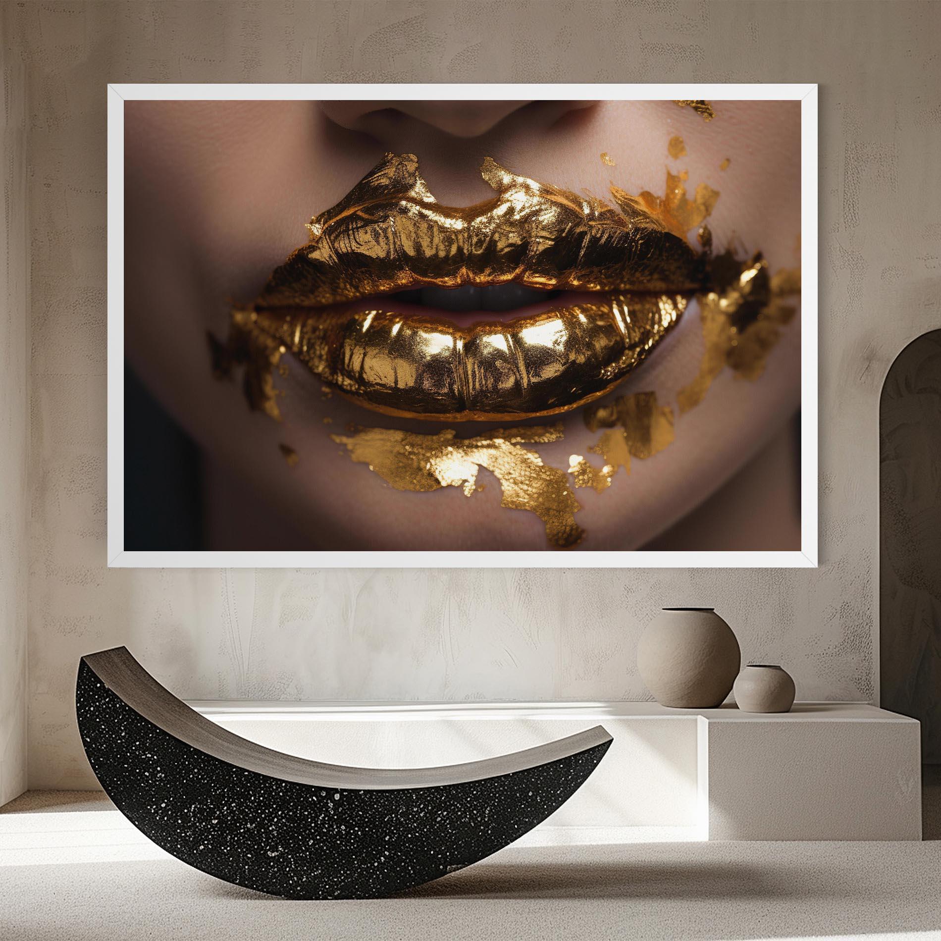 Leinwandbild Close Gold Lips mockup 8