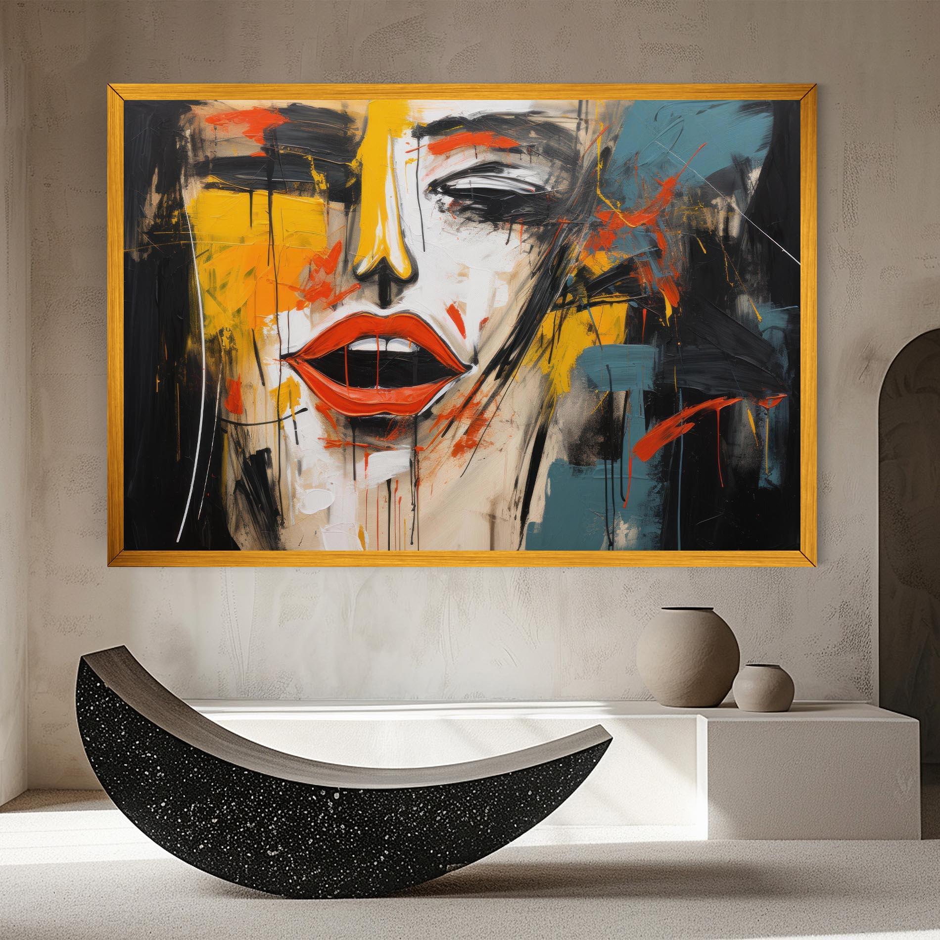 Leinwandbild Abstract Woman Lips mockup 8