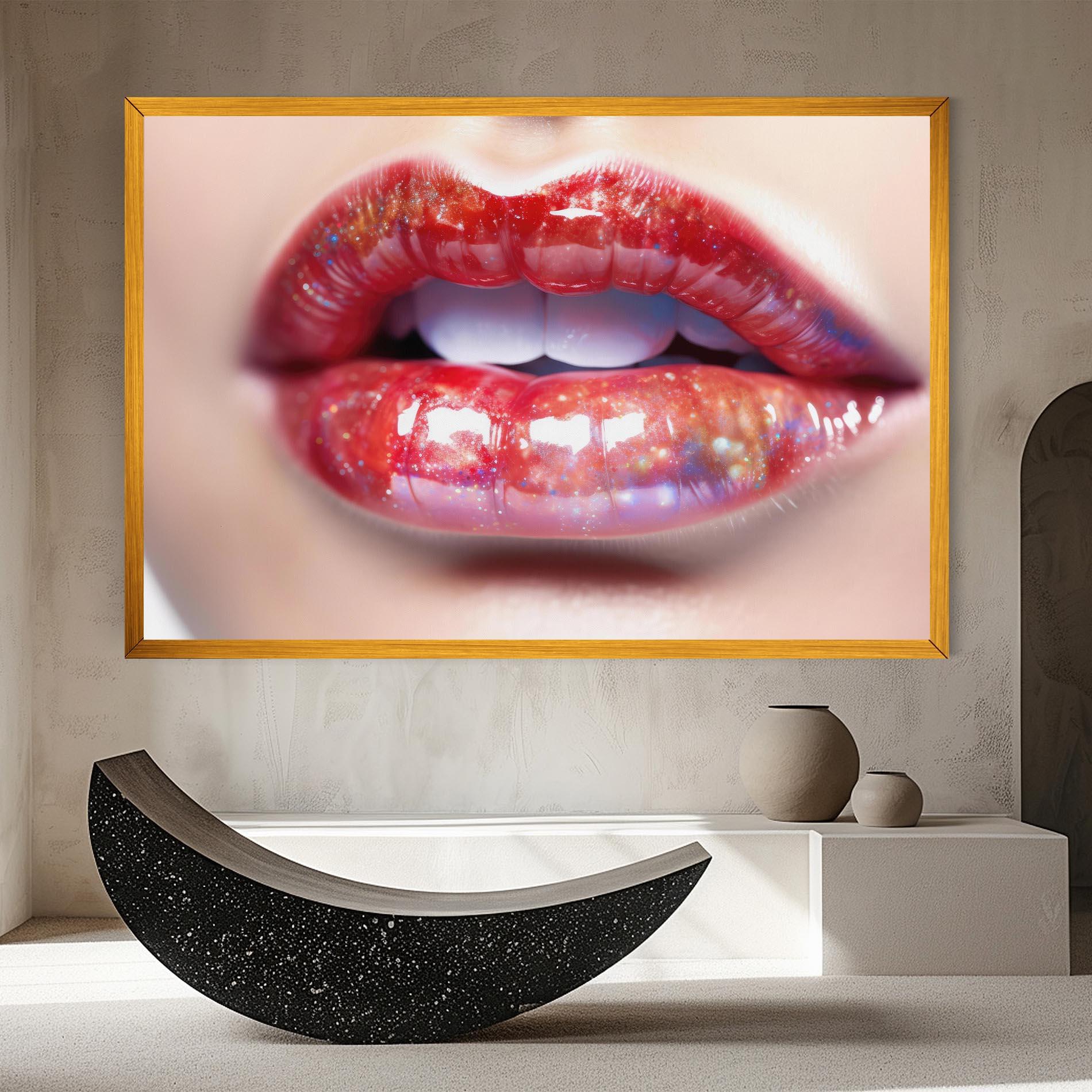 Leinwandbild Red Pretty Lips mockup 8