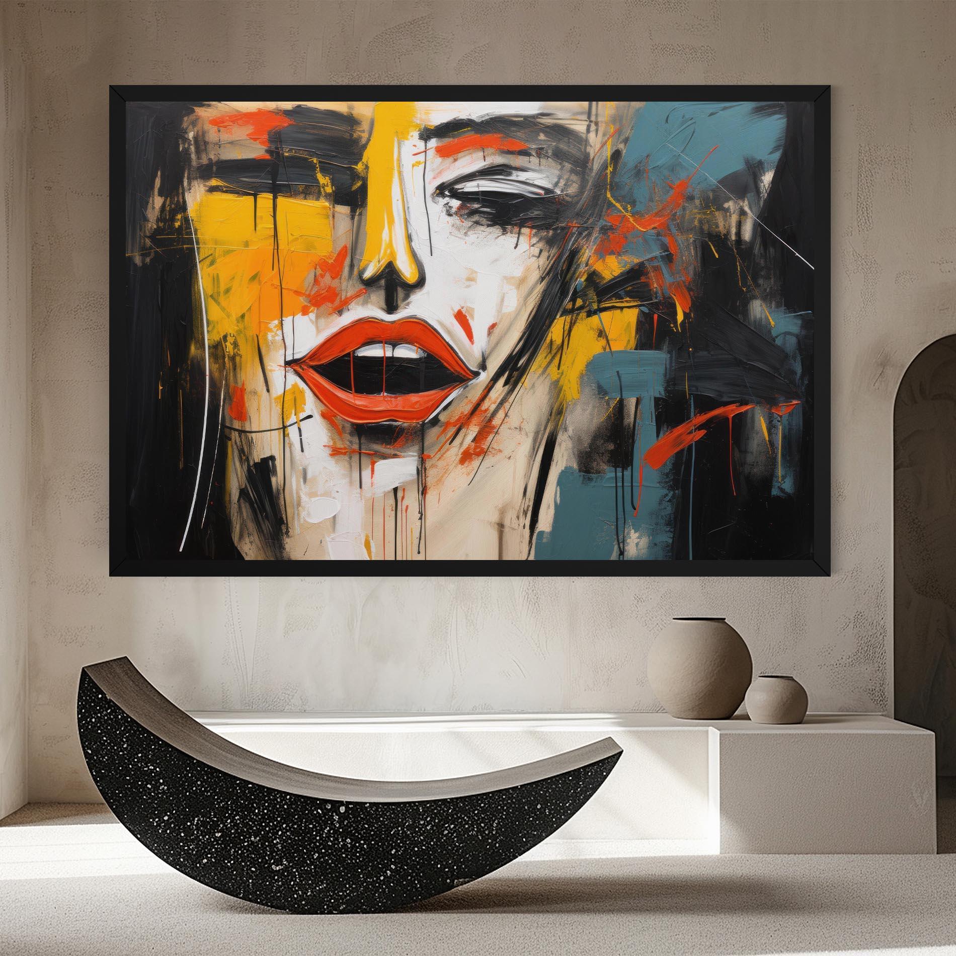 Leinwandbild Abstract Woman Lips mockup 8