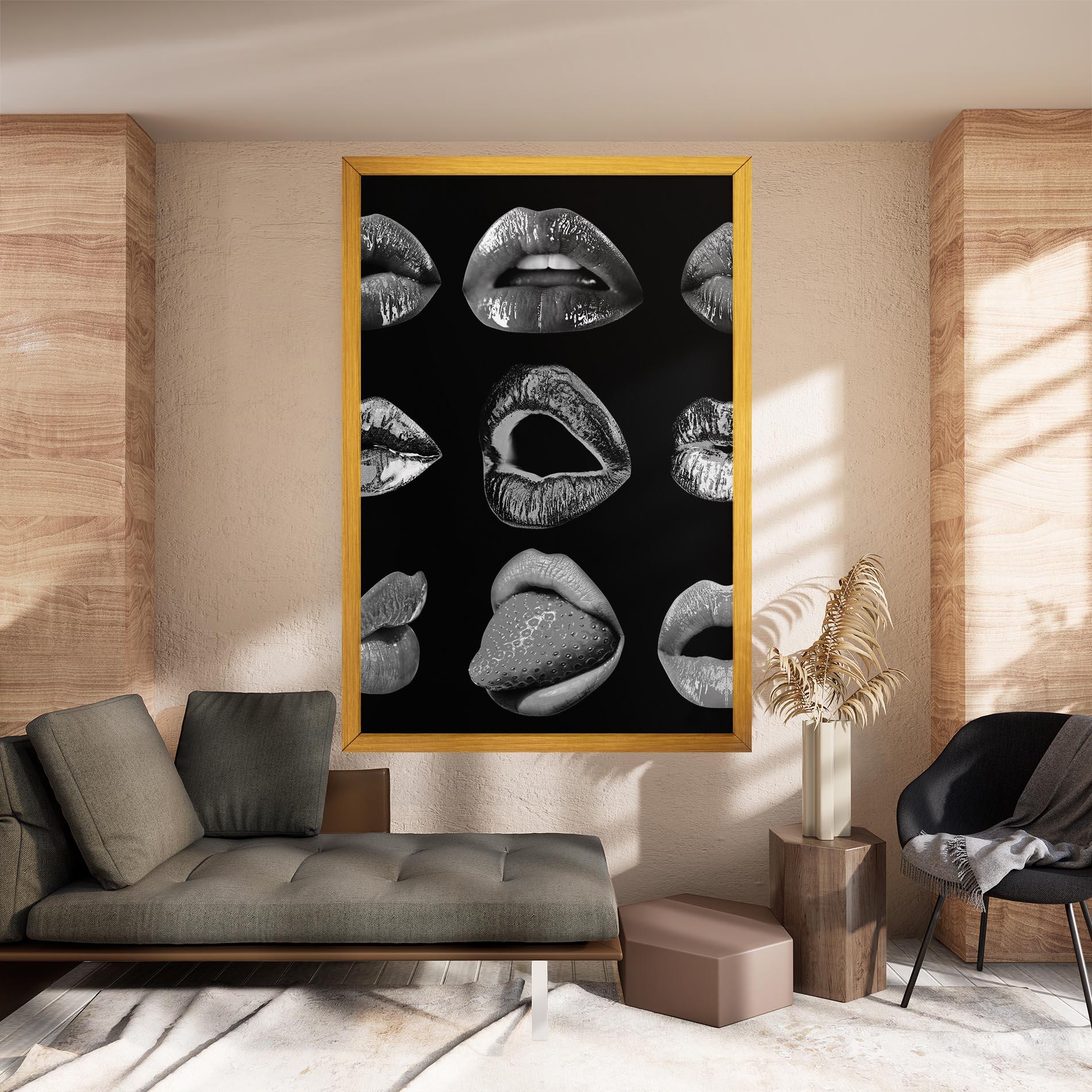 Leinwandbild Grey Lips Collage mockup 8