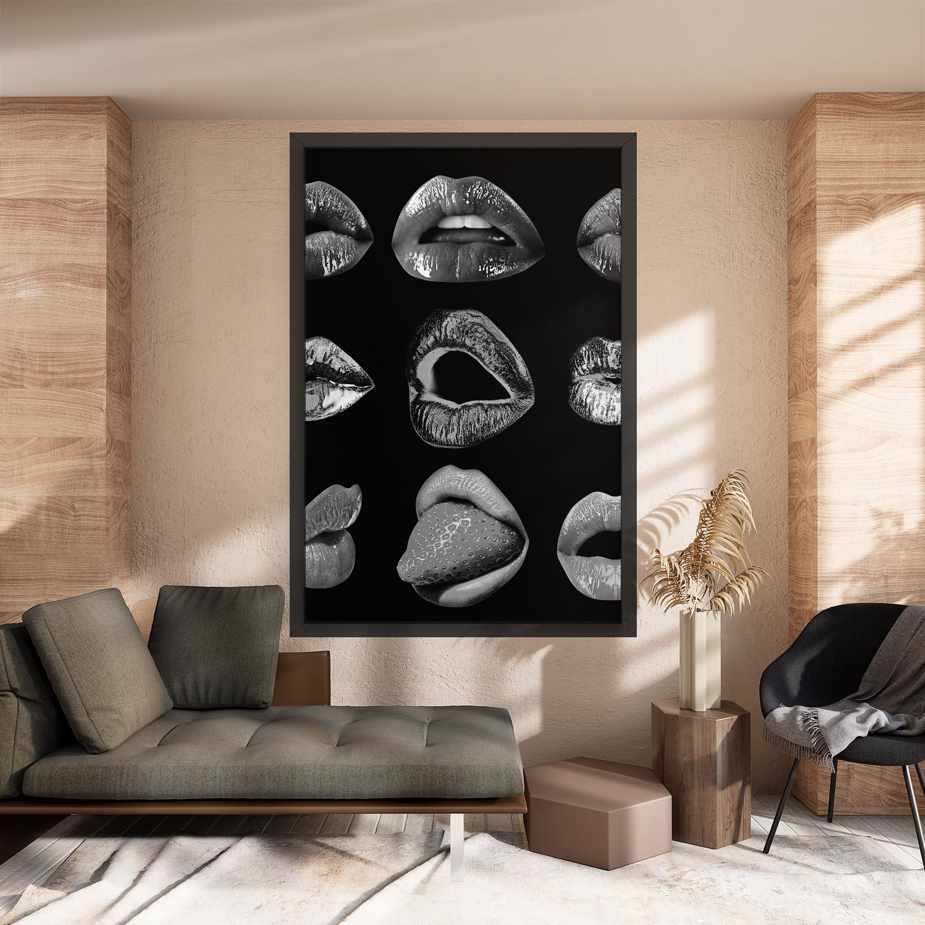 Leinwandbild Grey Lips Collage mockup 8