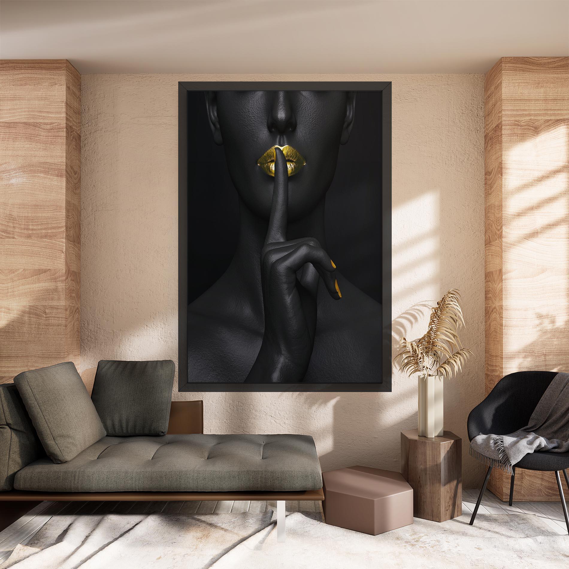 Leinwandbild Silence Lips Portrait mockup 8