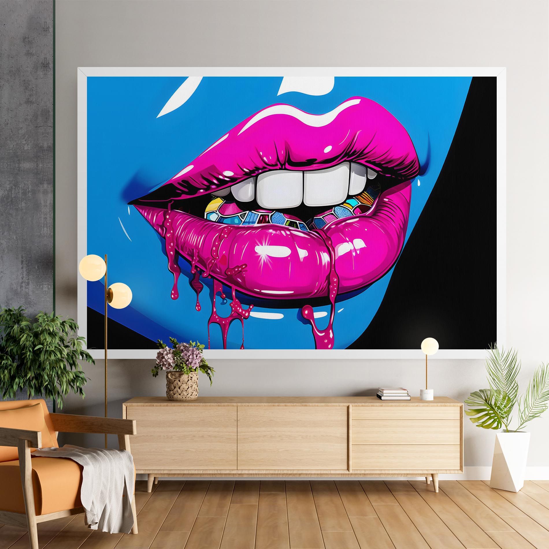 Blue Pink Lips Art mockup 9