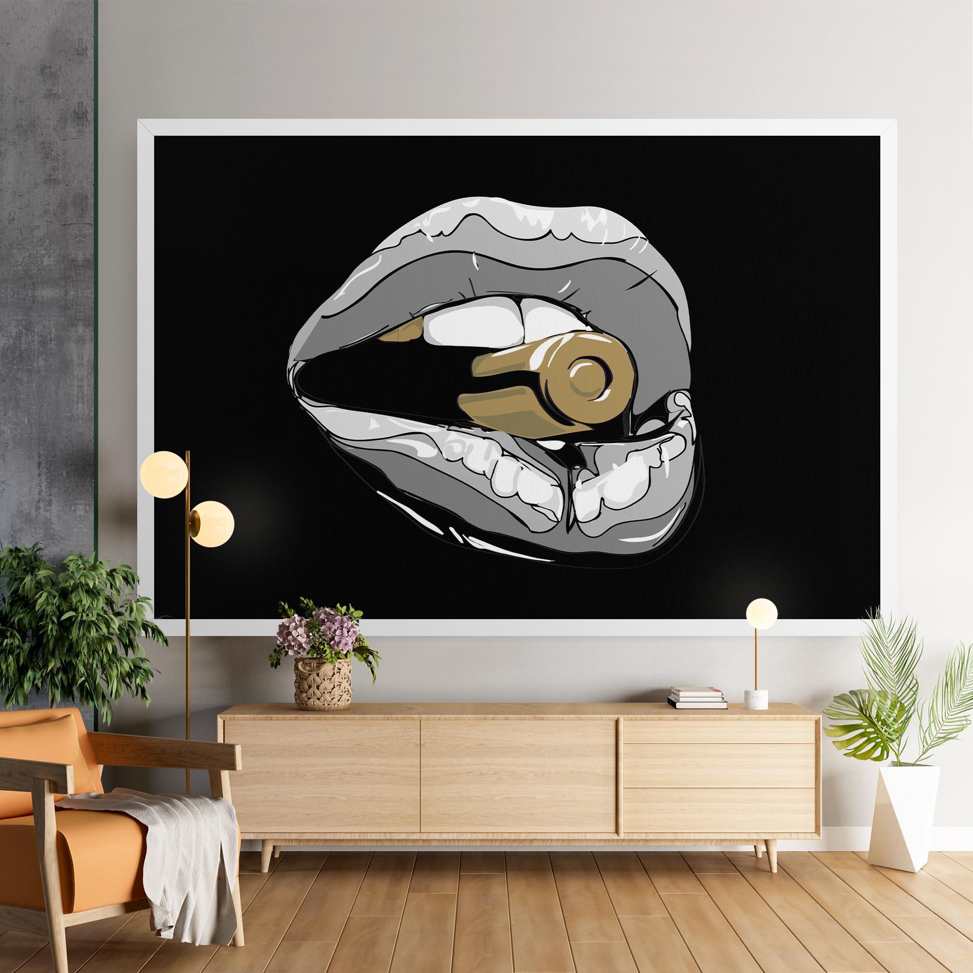 Leinwandbild Grey Bullet Lips mockup 9