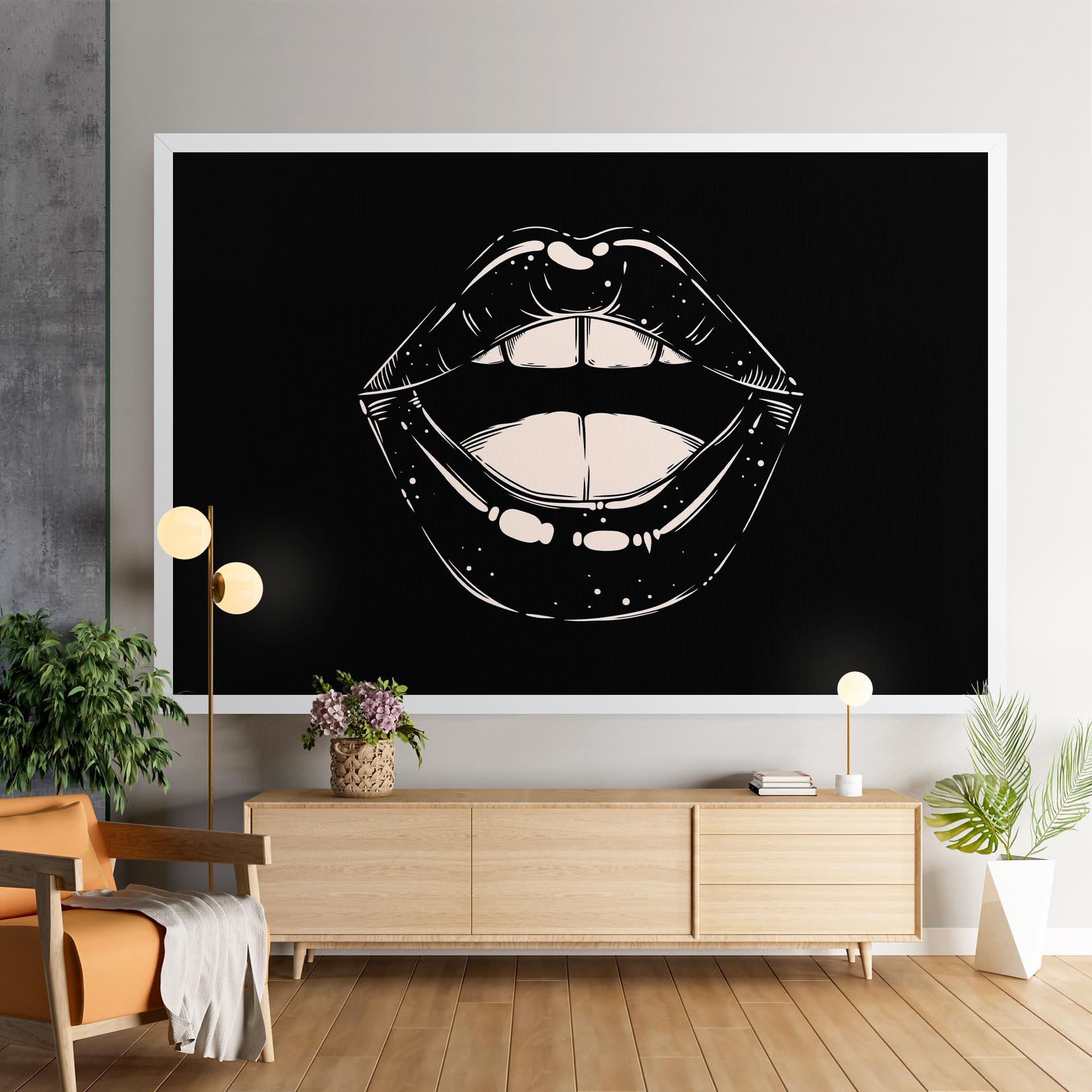 Leinwandbild Lips On Black mockup 9