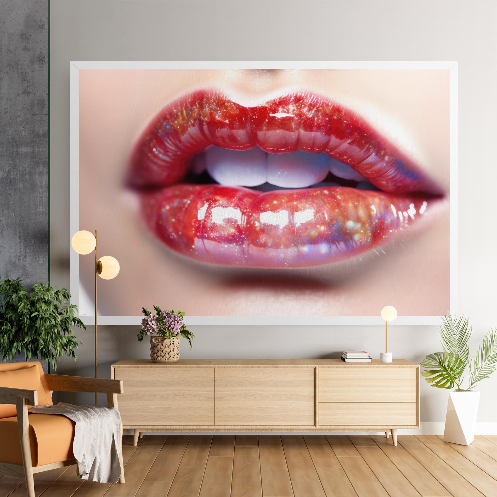 Leinwandbild Red Pretty Lips mockup 9