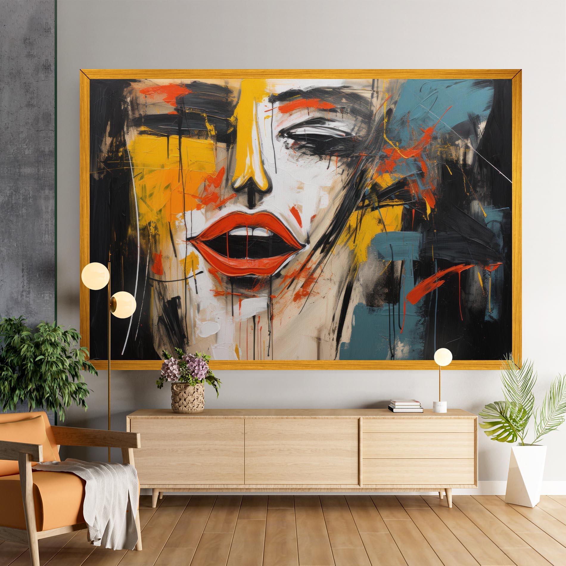 Leinwandbild Abstract Woman Lips mockup 9