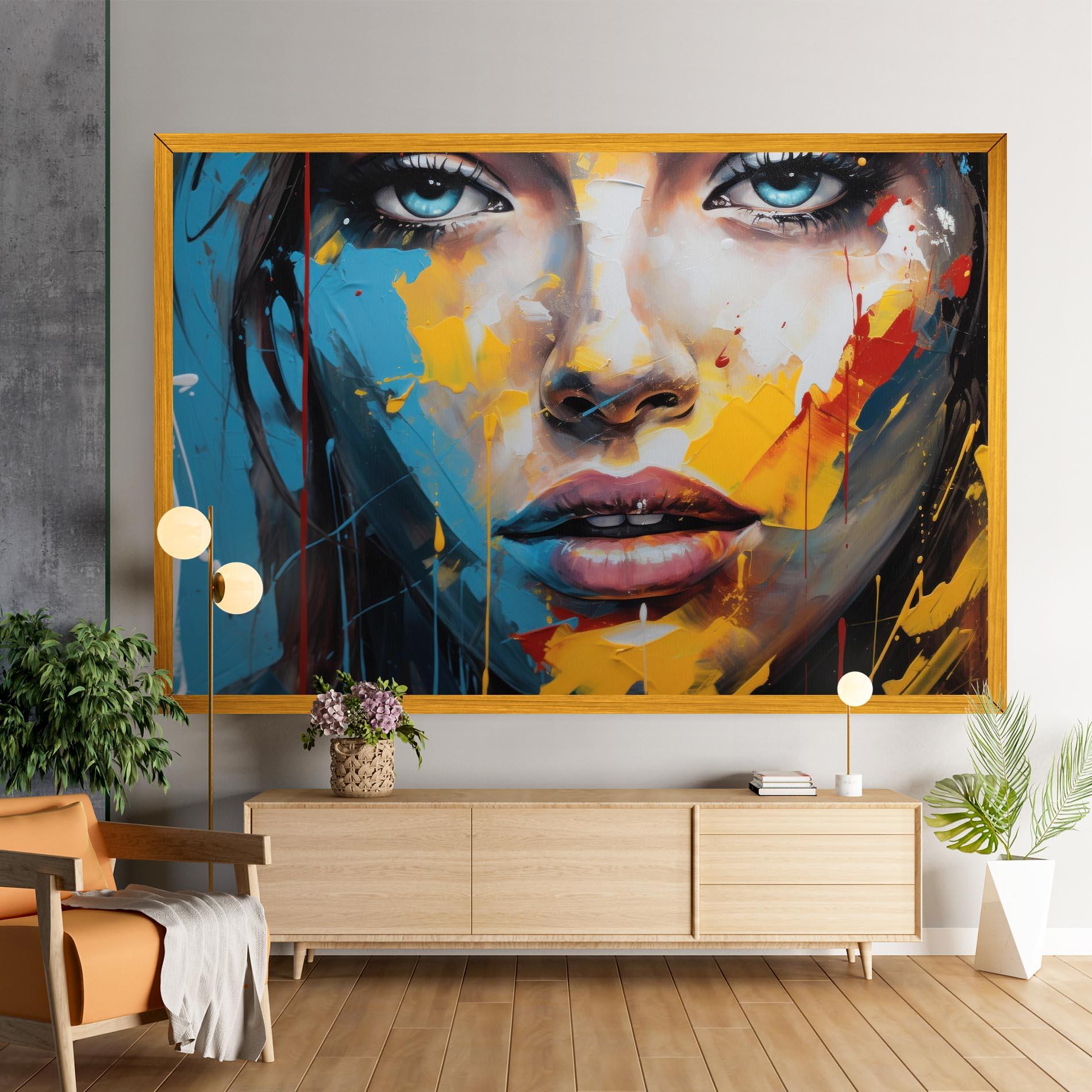 Leinwandbild Woman Abstract Lips mockup 9