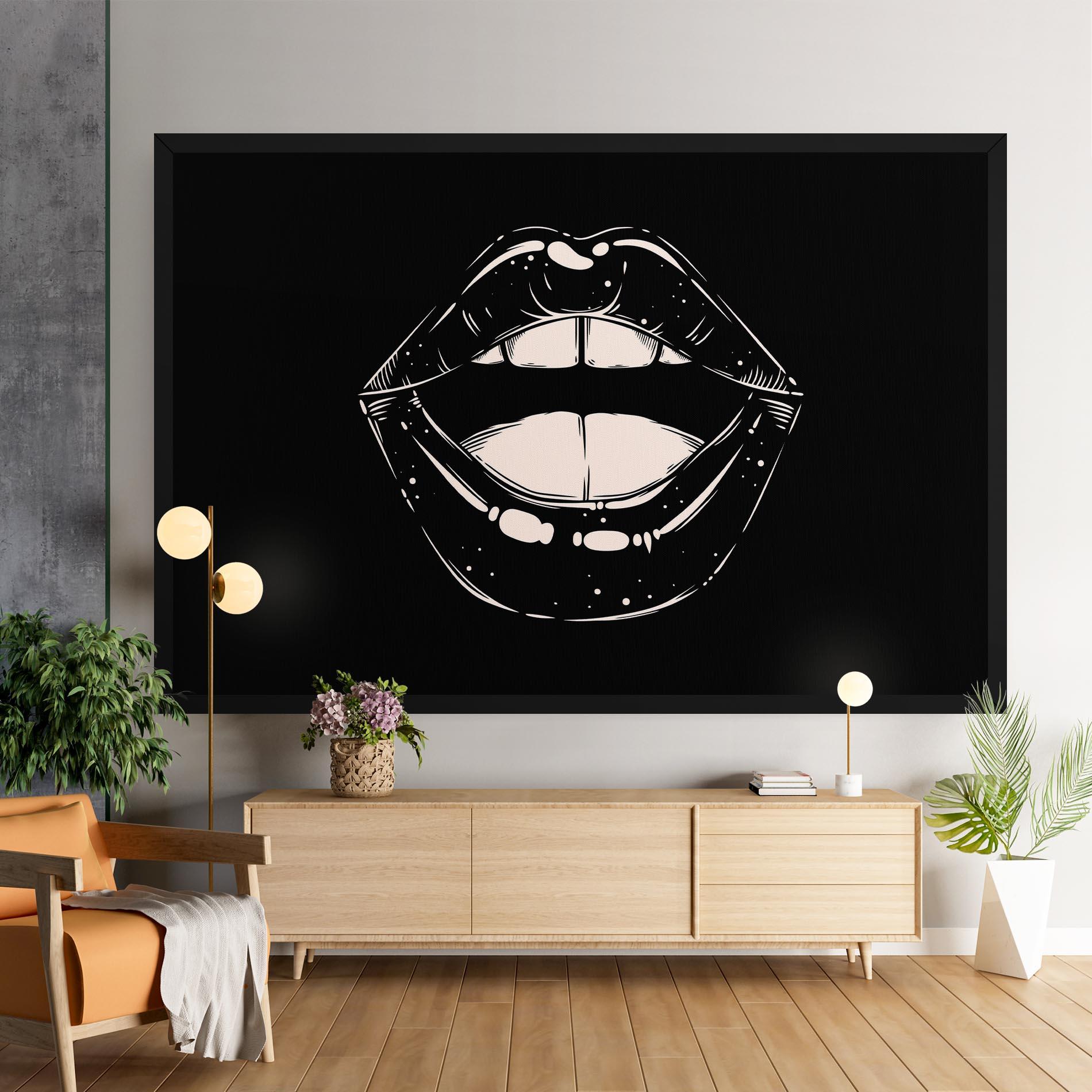 Leinwandbild Lips On Black mockup 9