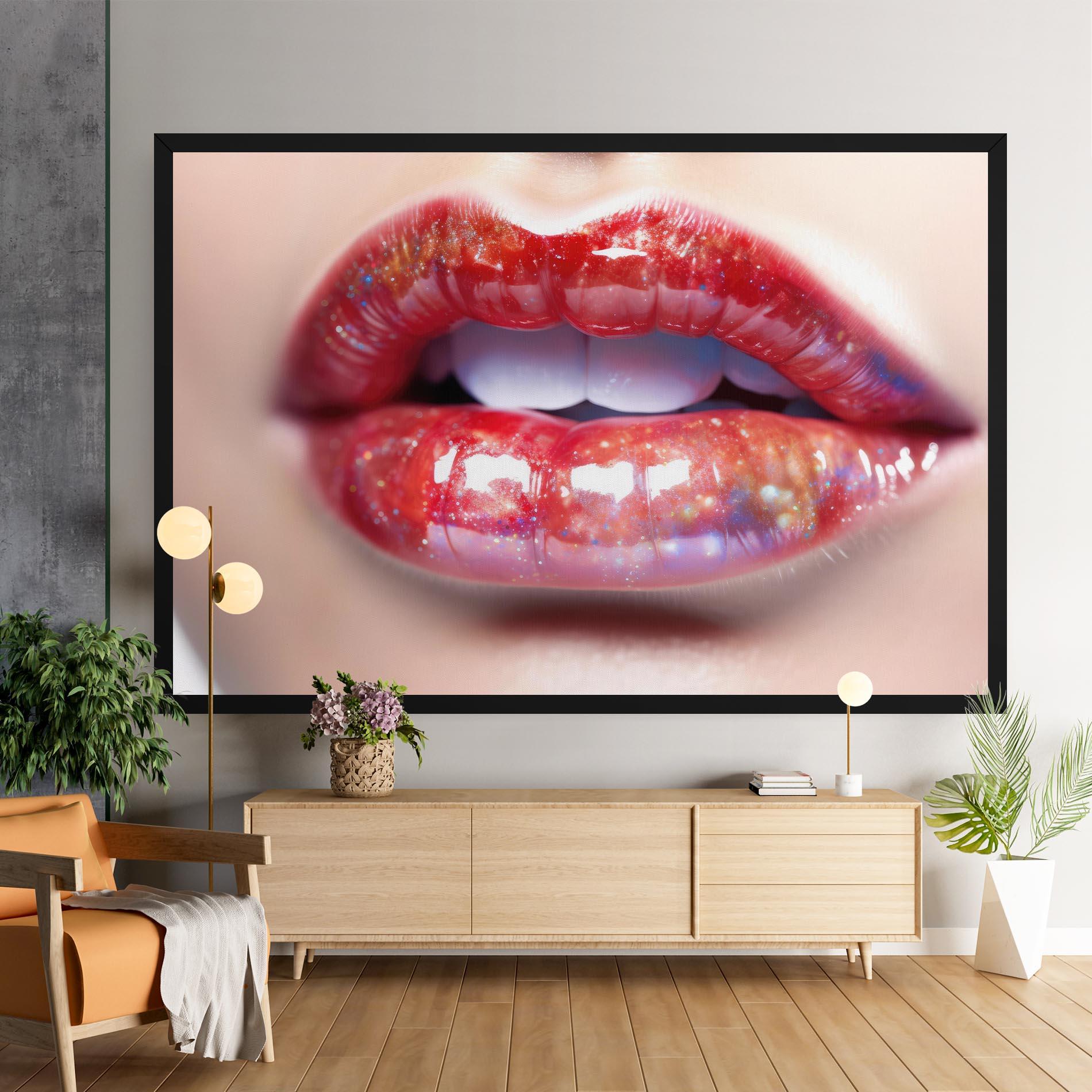Leinwandbild Red Pretty Lips mockup 9
