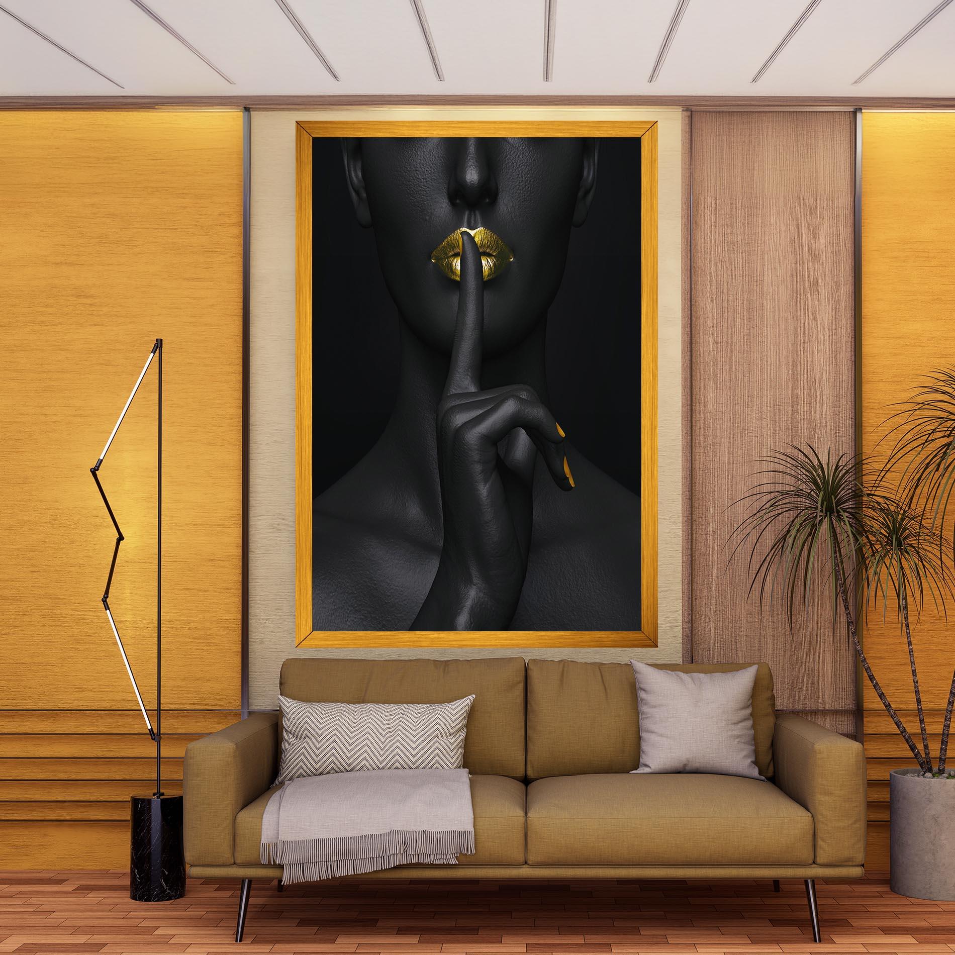 Leinwandbild Silence Lips Portrait mockup 9