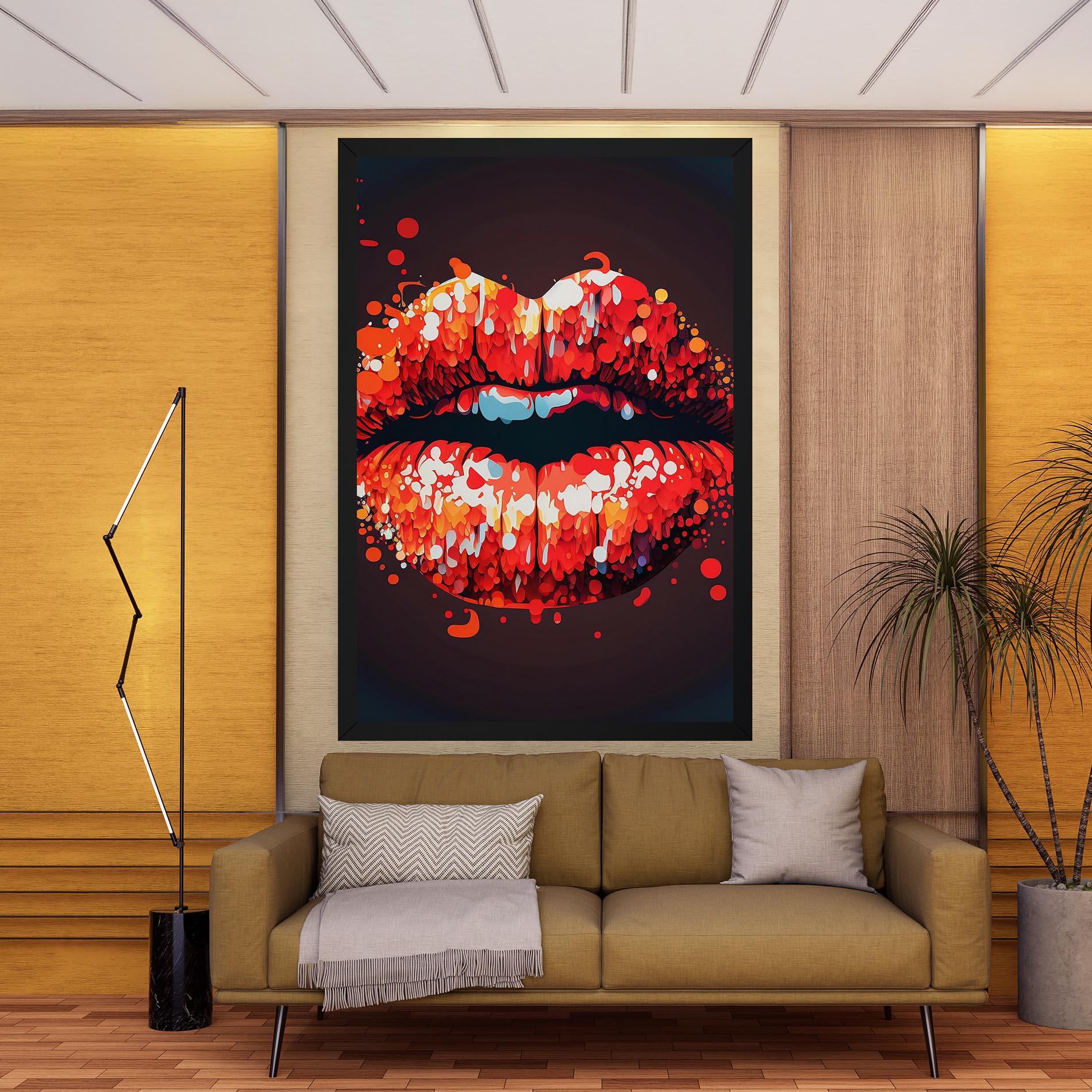 Leinwandbild Red Lips With Word Lips It mockup 9