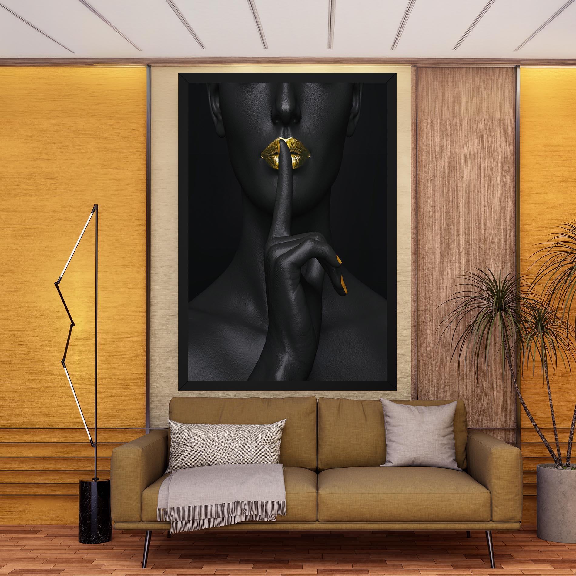 Leinwandbild Silence Lips Portrait mockup 9