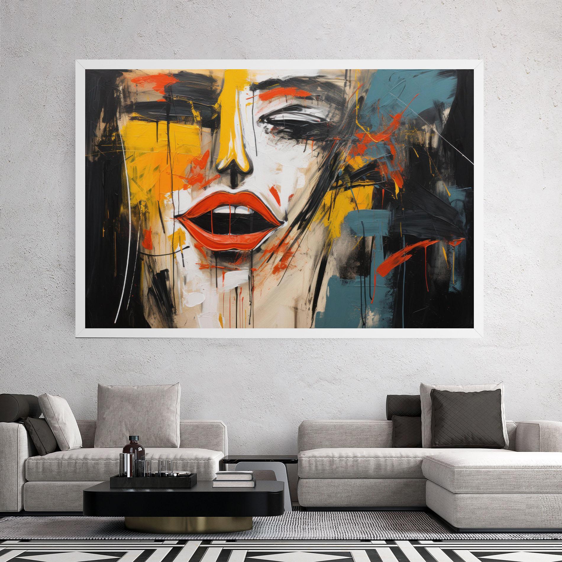 Leinwandbild Abstract Woman Lips mockup 2