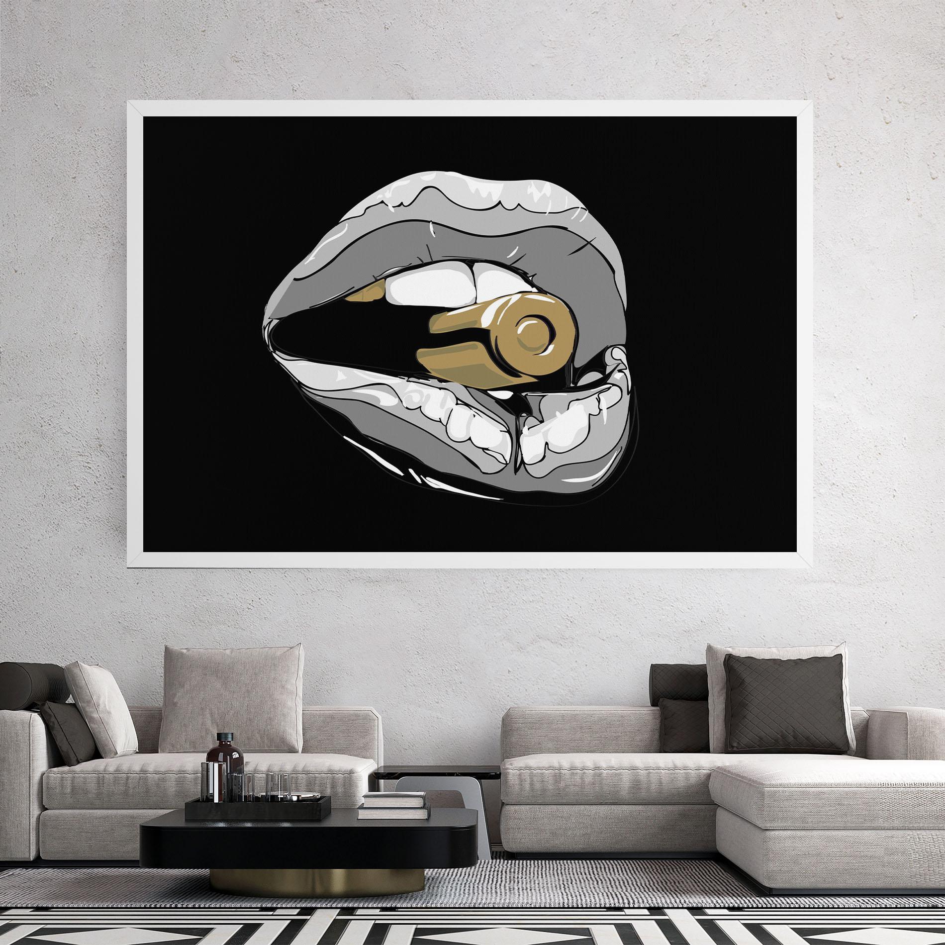 Leinwandbild Grey Bullet Lips mockup 2