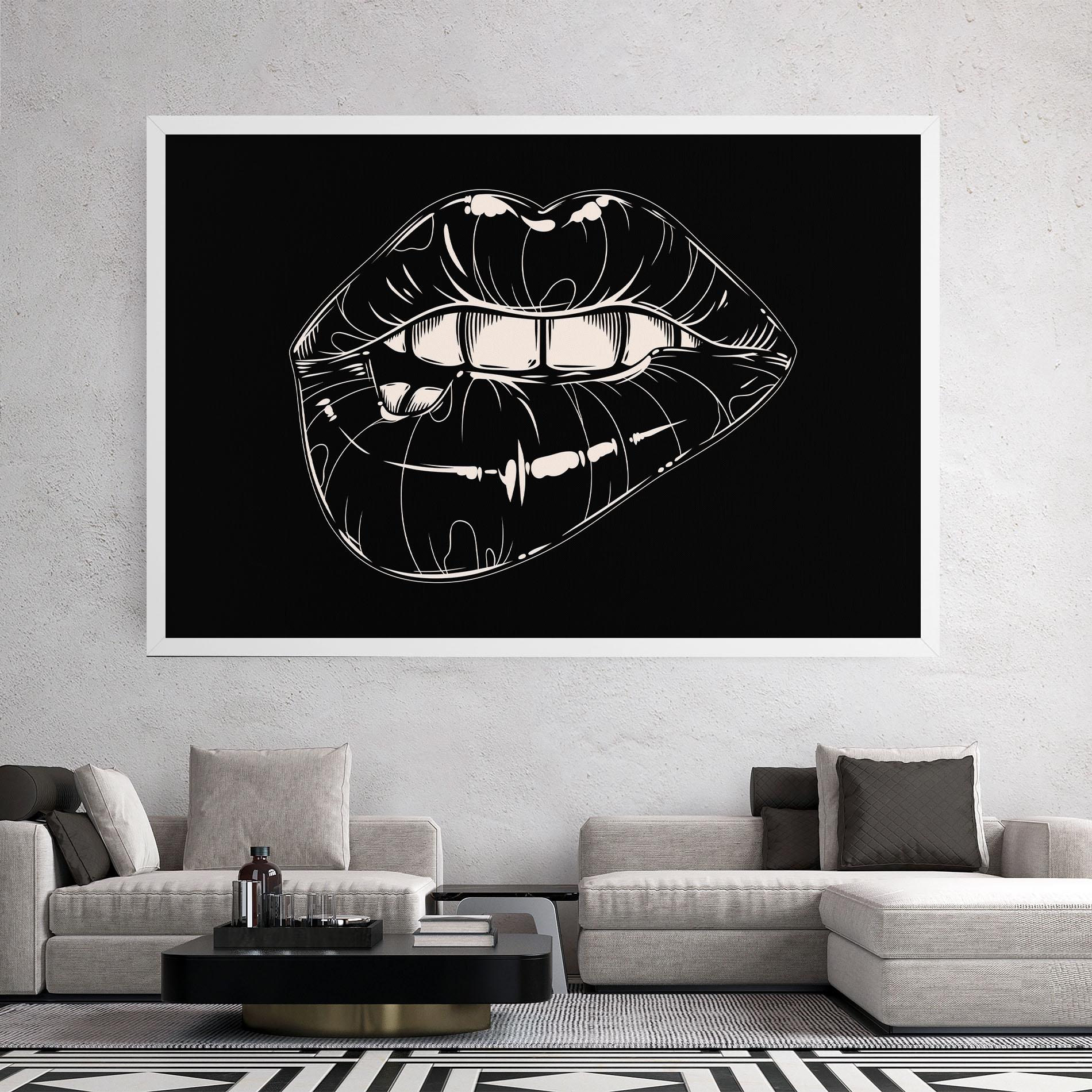 Leinwandbild Juicy Lips On Black mockup 2