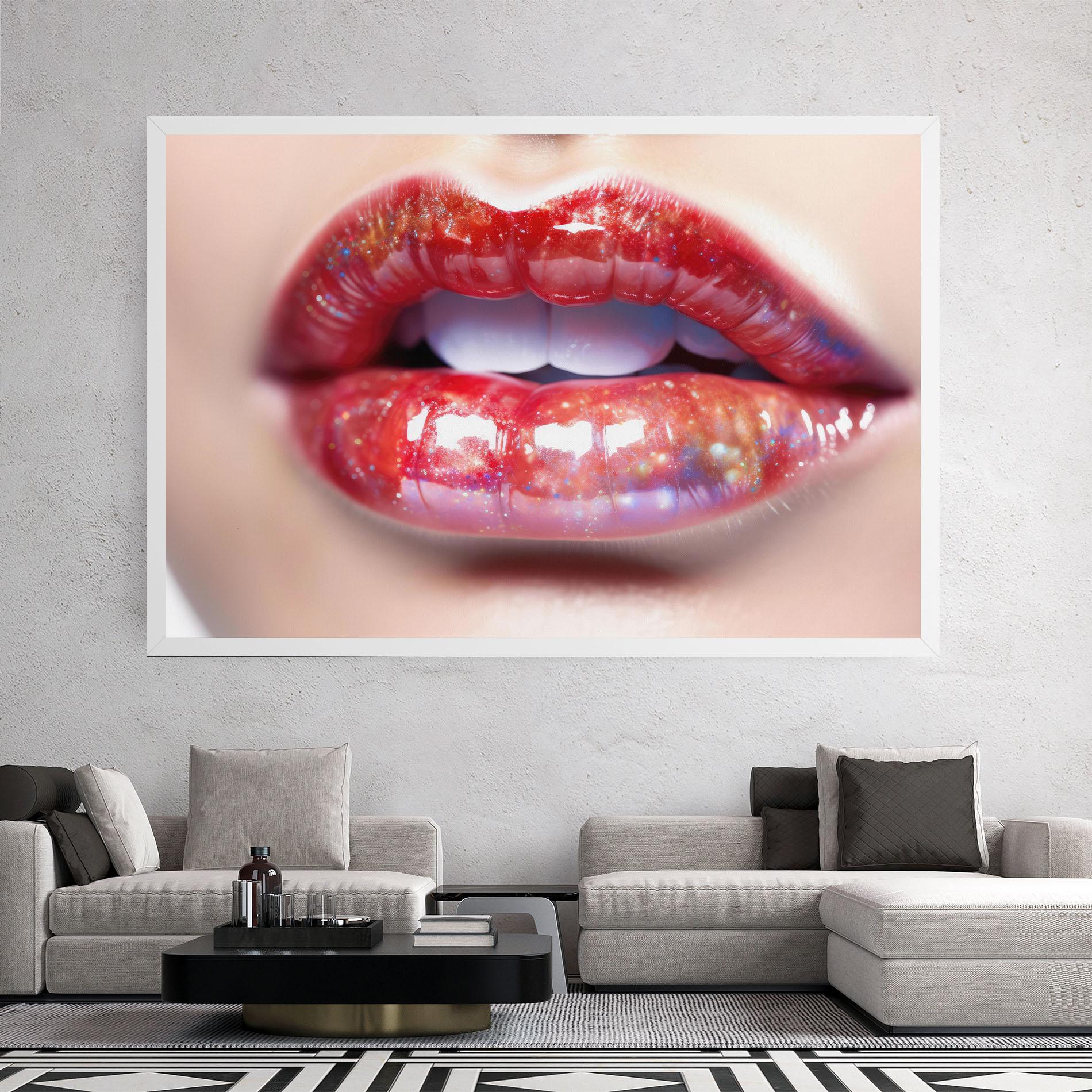 Leinwandbild Red Pretty Lips mockup 2