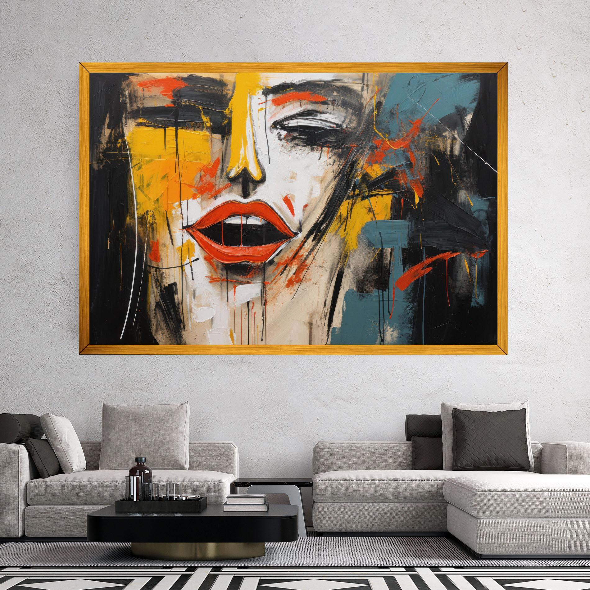 Leinwandbild Abstract Woman Lips mockup 2