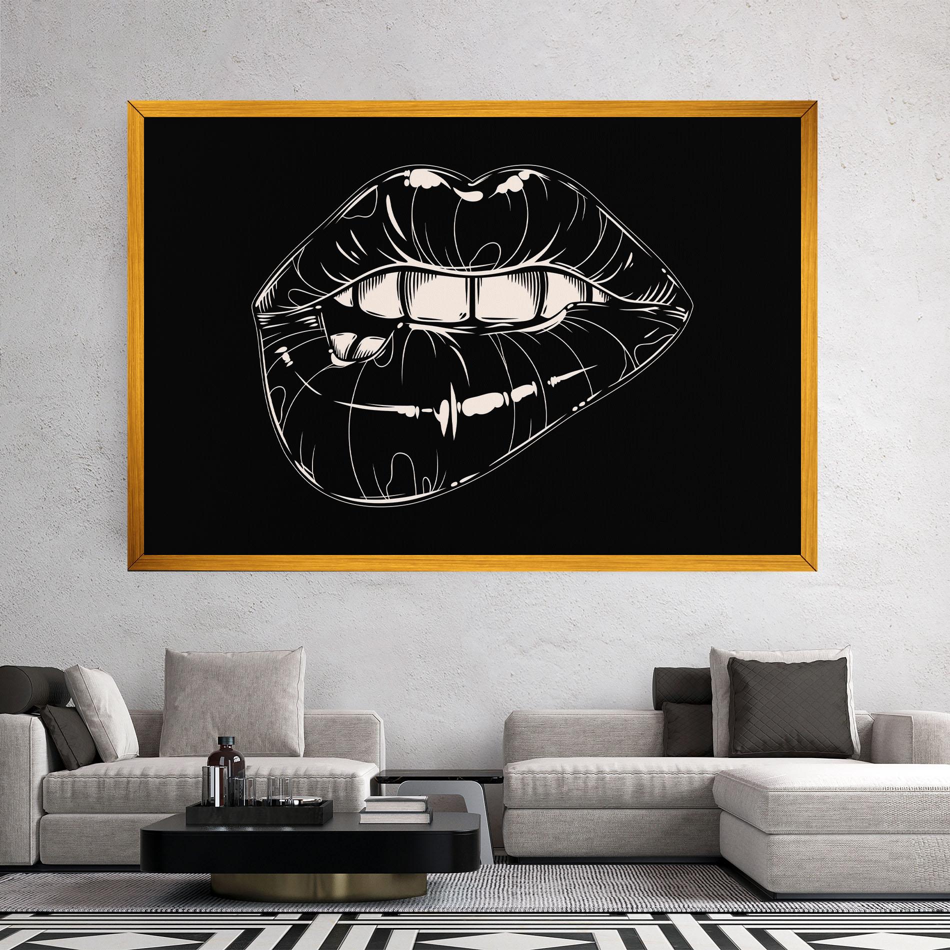 Leinwandbild Juicy Lips On Black mockup 2