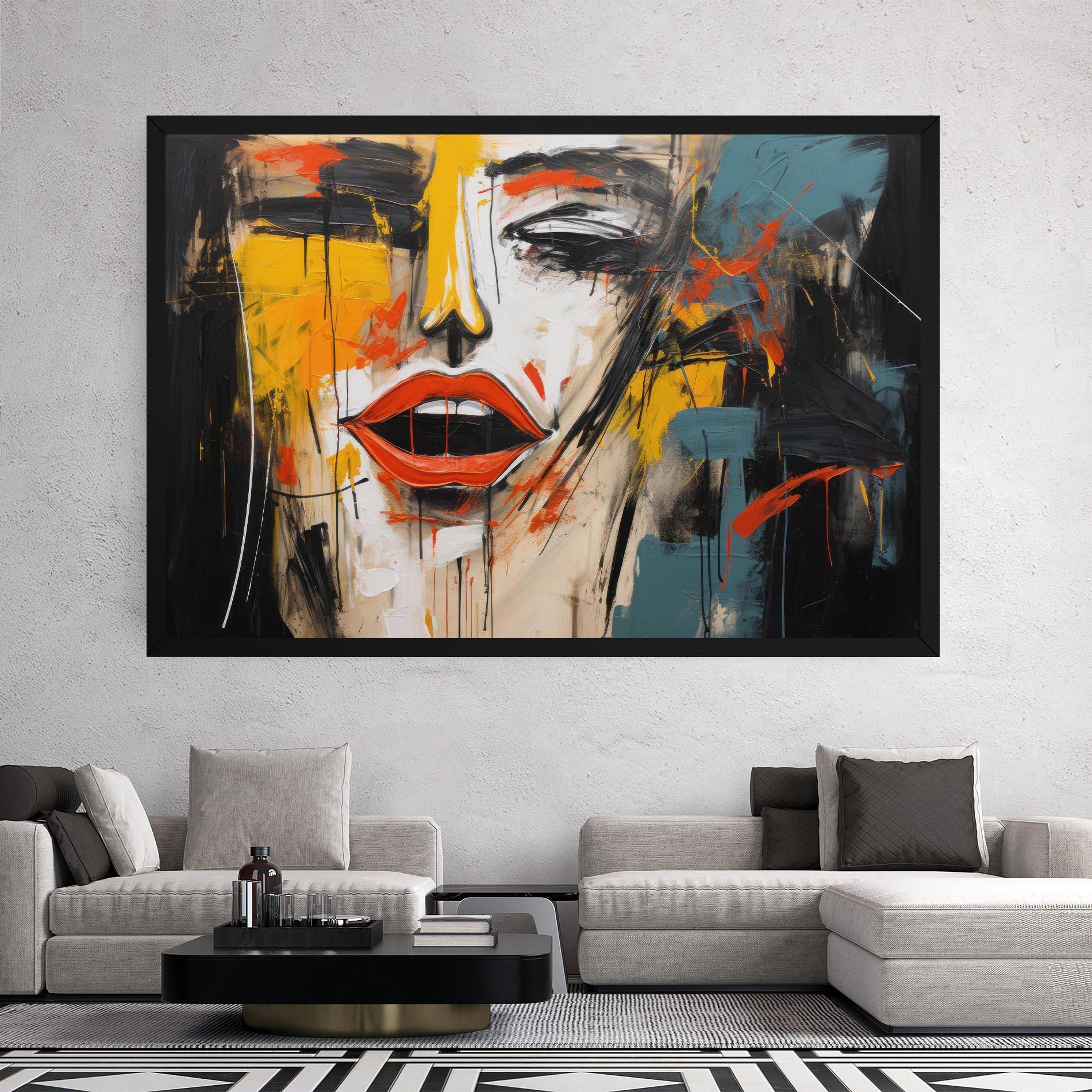 Leinwandbild Abstract Woman Lips mockup 2