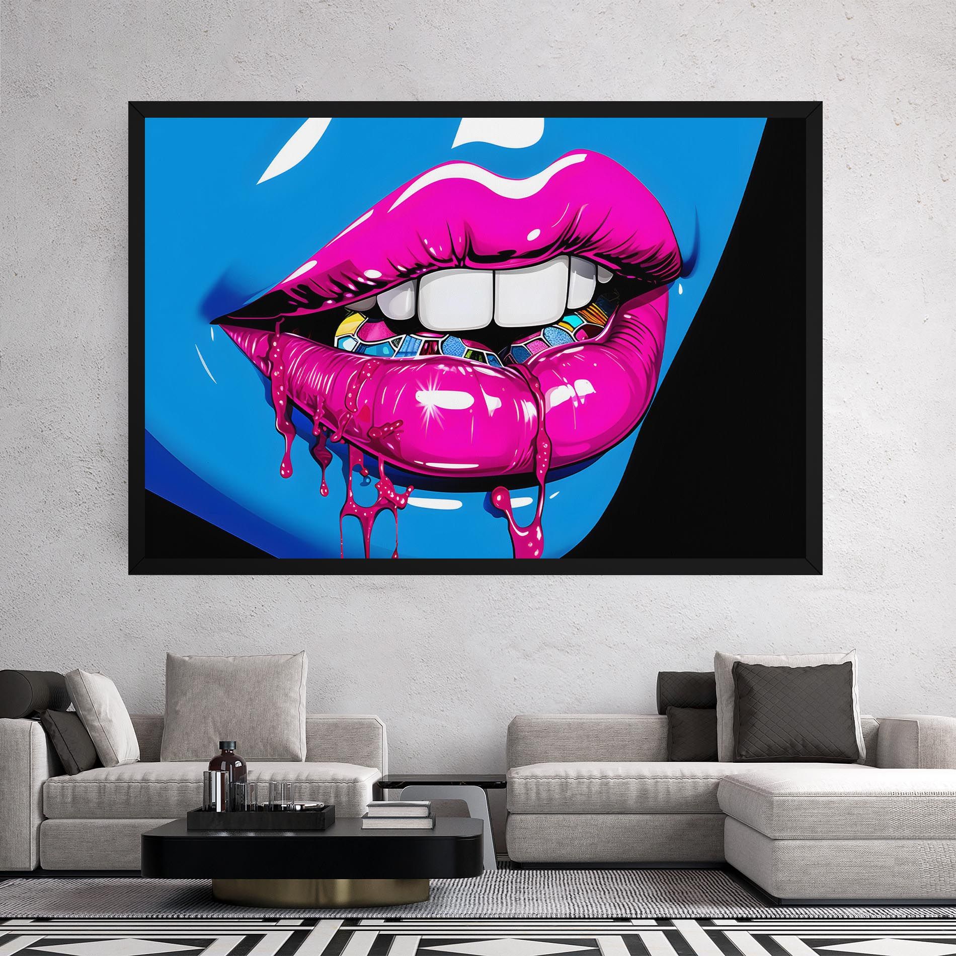 Blue Pink Lips Art mockup 2