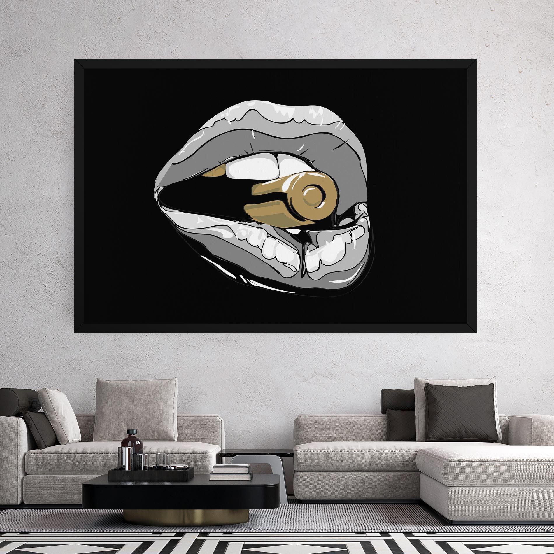 Leinwandbild Grey Bullet Lips mockup 2