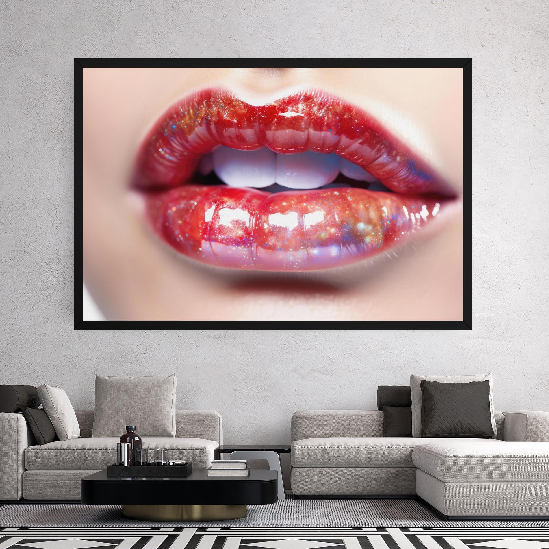 Leinwandbild Red Pretty Lips mockup 2