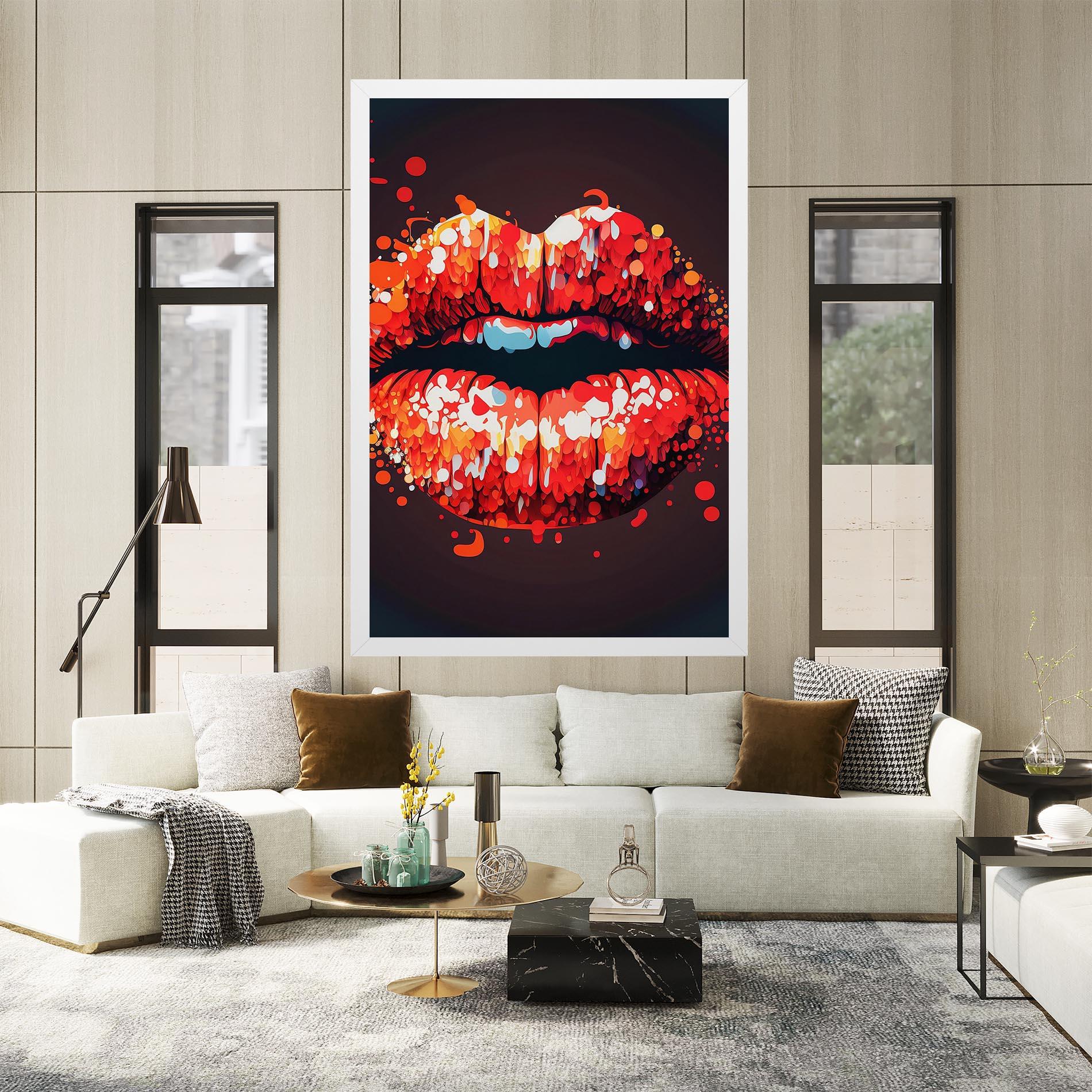 Leinwandbild Red Lips With Word Lips It mockup 2
