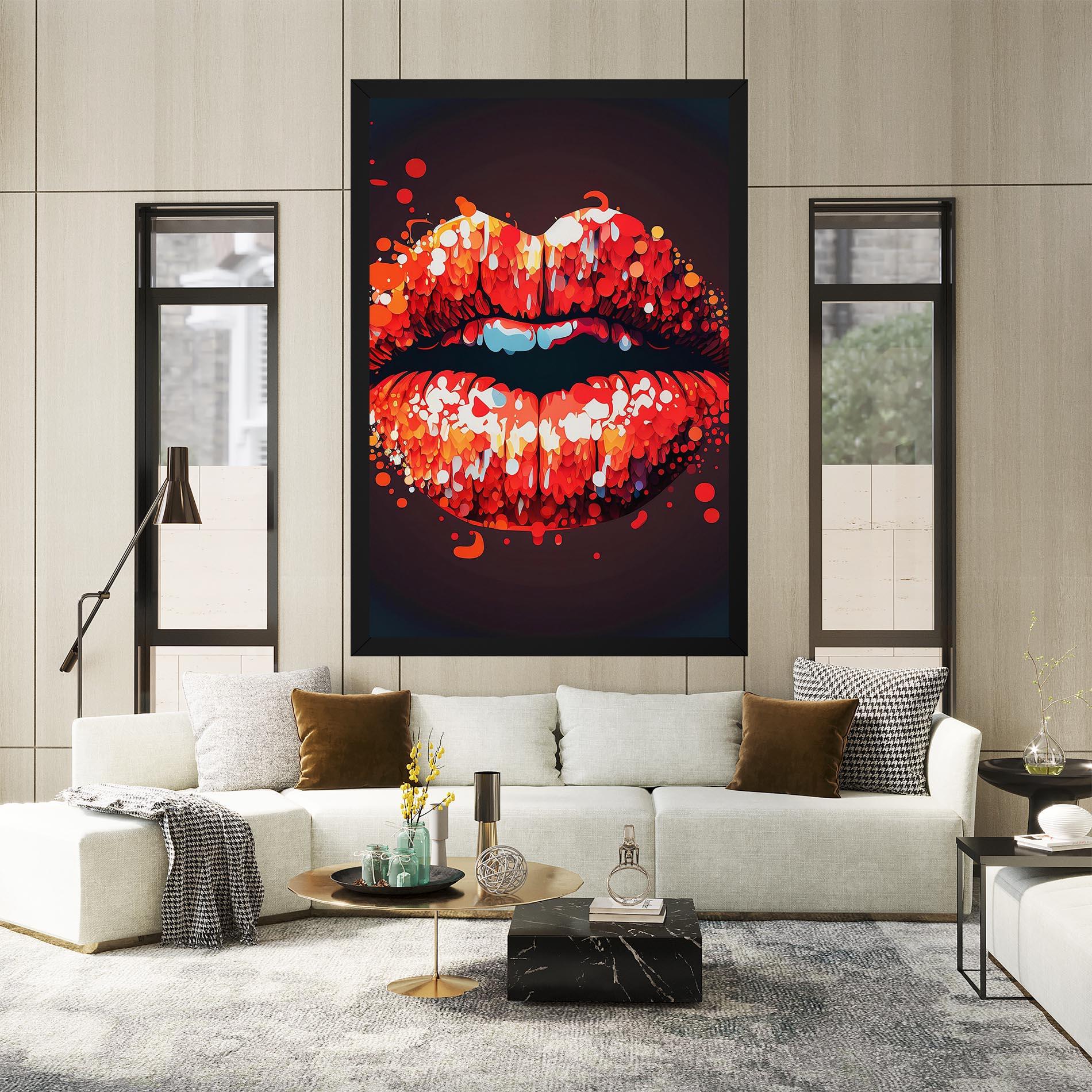 Leinwandbild Red Lips With Word Lips It mockup 2