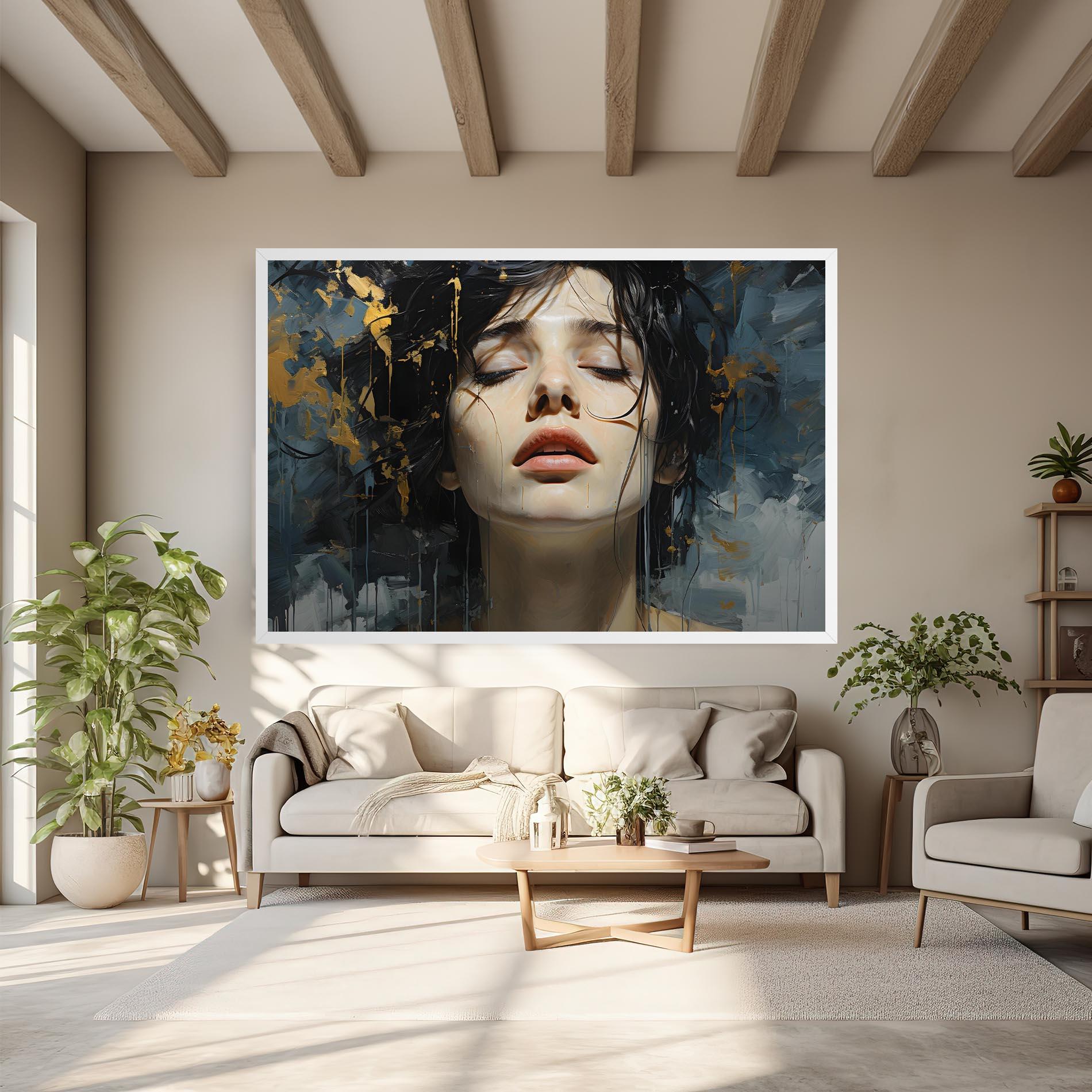 Leinwandbild Closed Eyes Woman mockup 6