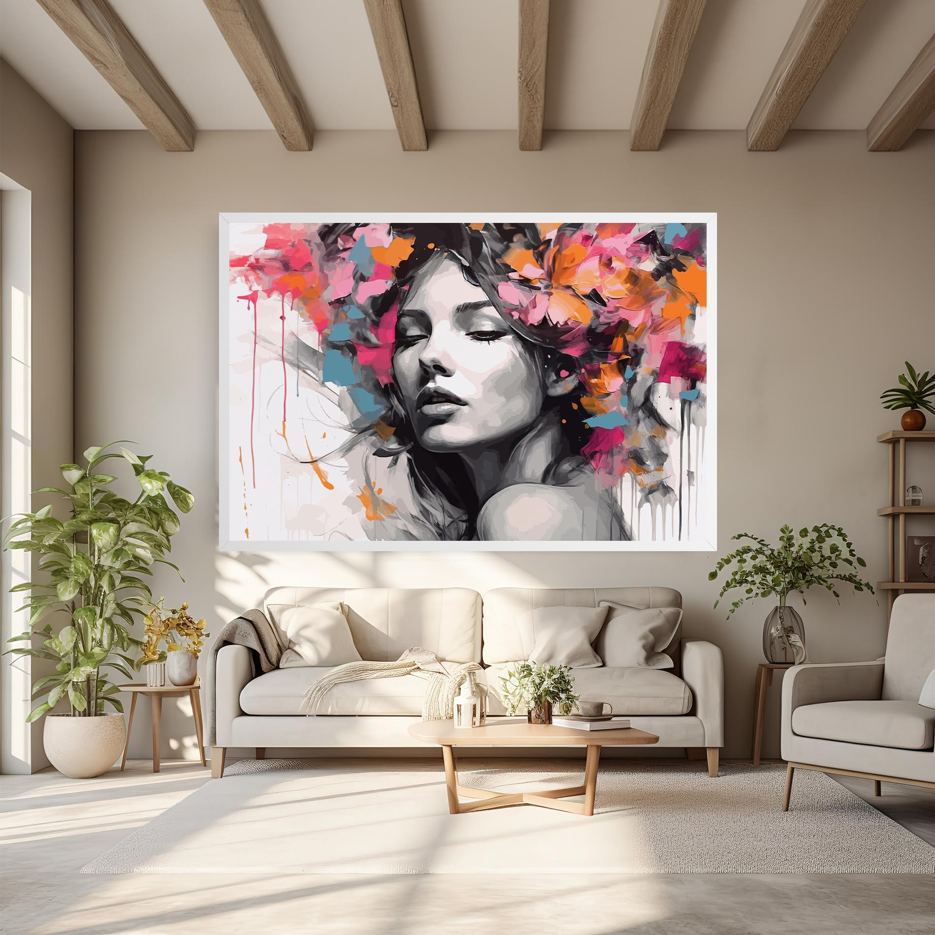 Leinwandbild Colorful Flower Portrait mockup 6