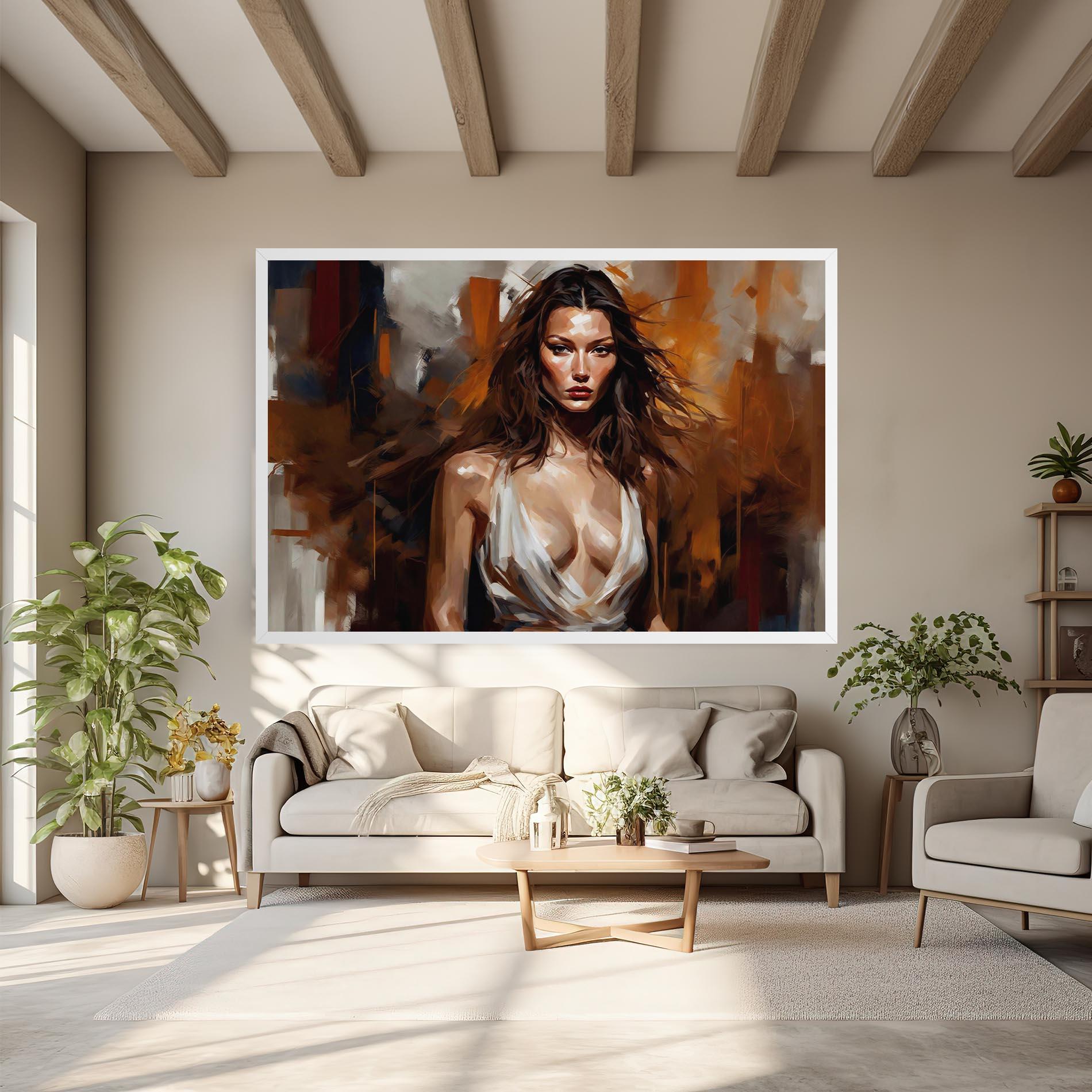 Leinwandbild Long Brown Hair Woman mockup 6