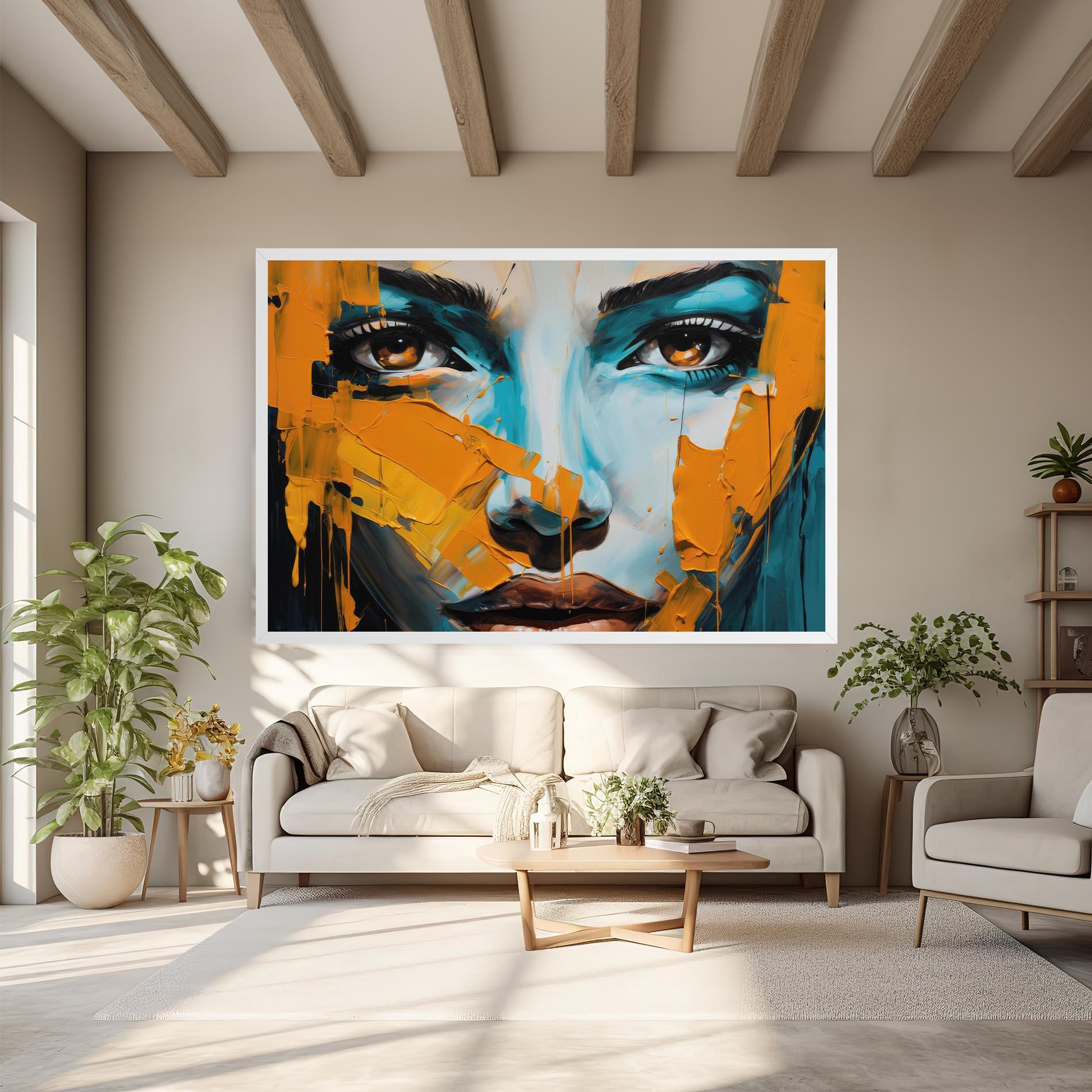 Leinwandbild Orange Paint Portrait mockup 6