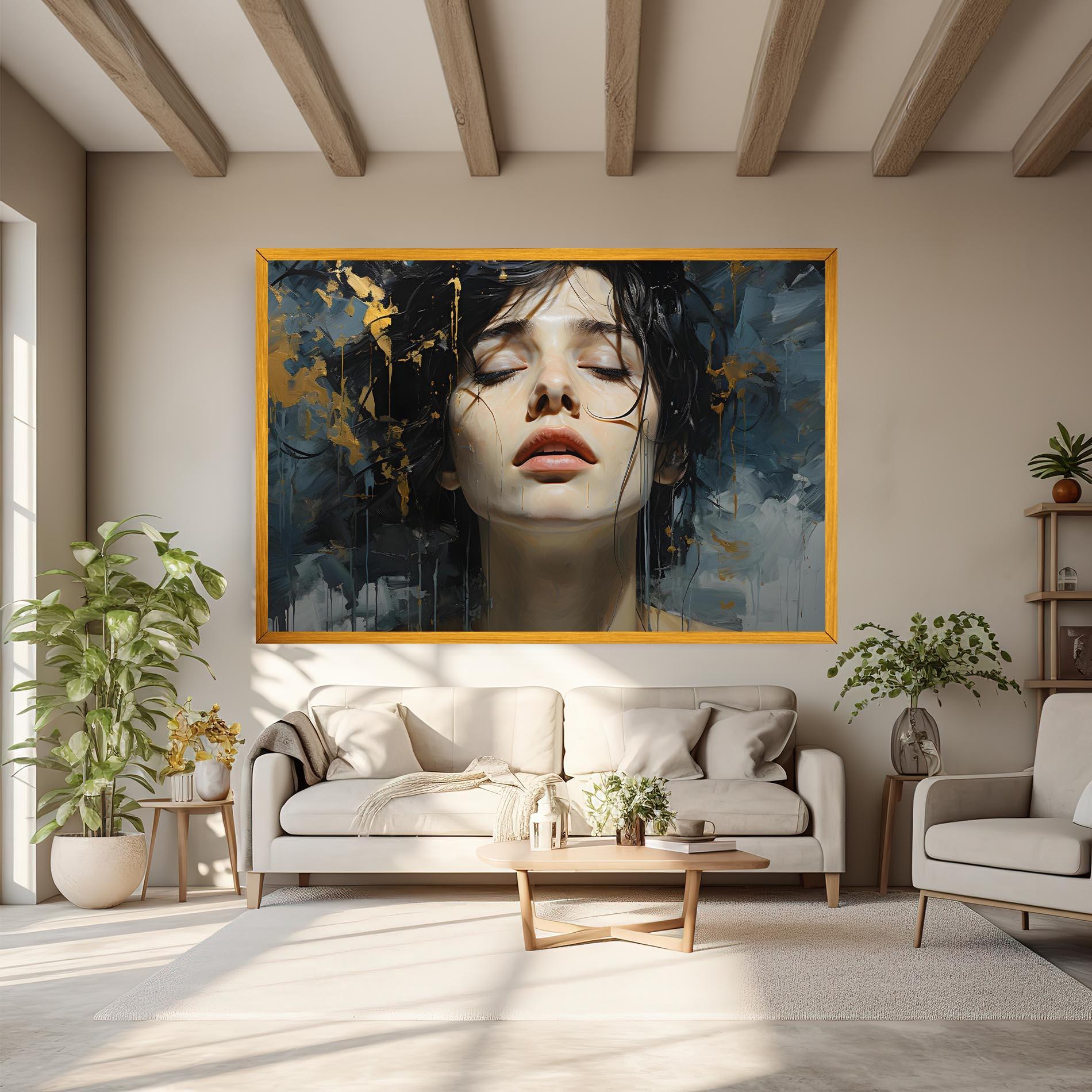 Leinwandbild Closed Eyes Woman mockup 6