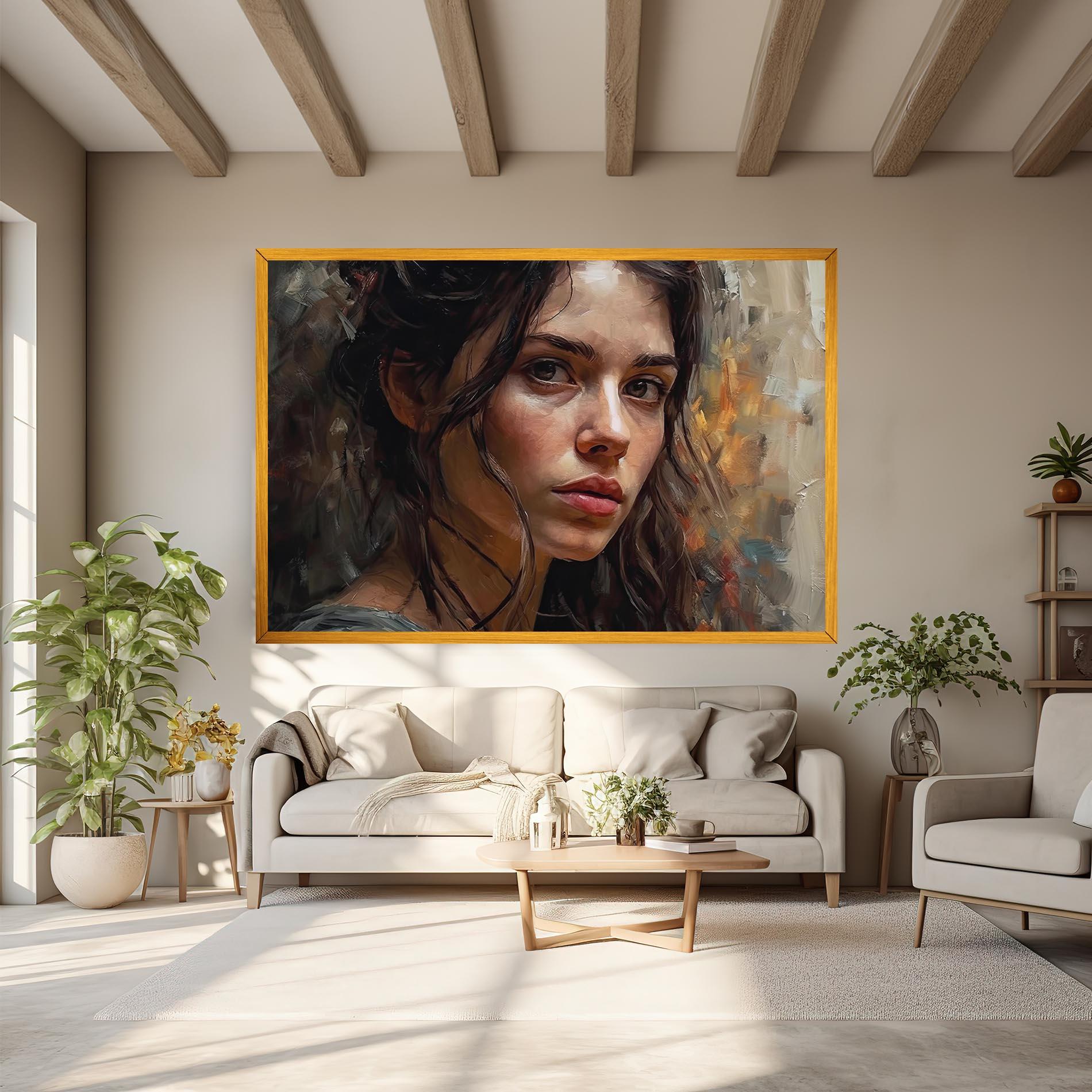 Leinwandbild Closeup Impasto Portrait mockup 6