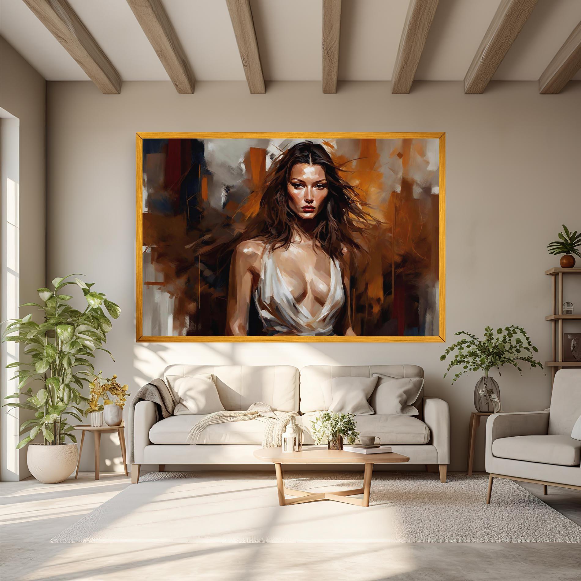 Leinwandbild Long Brown Hair Woman mockup 6