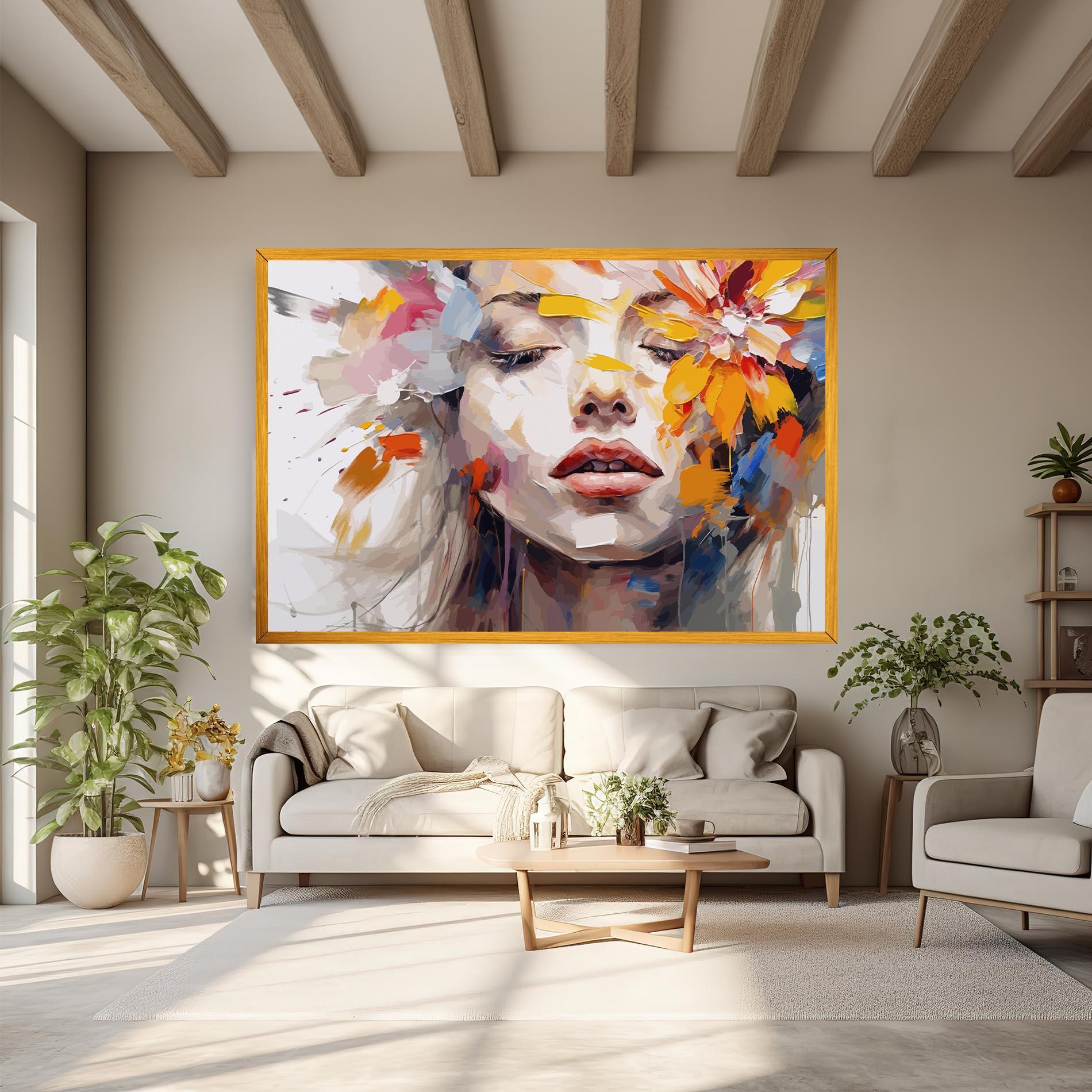 Leinwandbild Oil Flower Portrait mockup 6