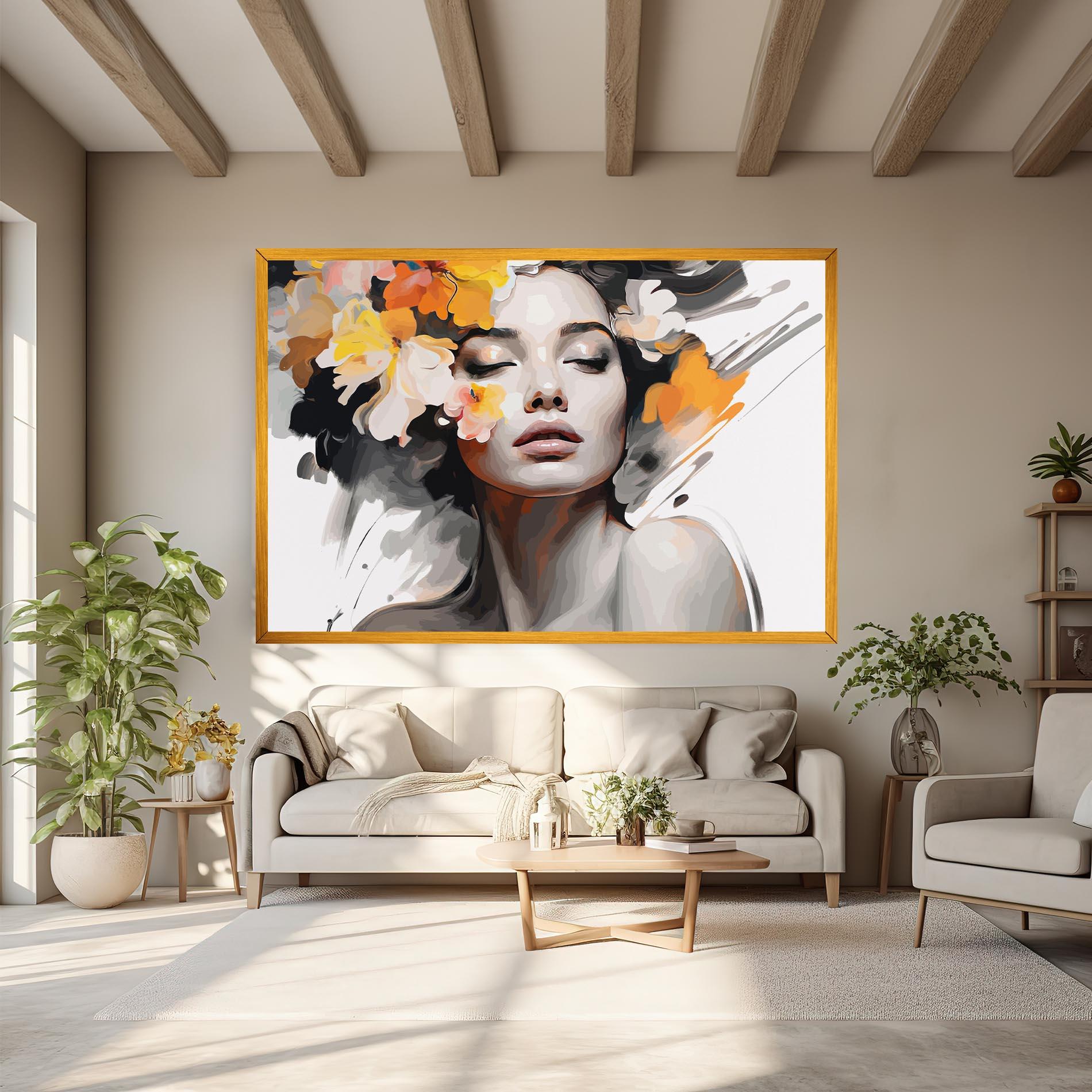 Leinwandbild Yellow Flower Portrait mockup 6