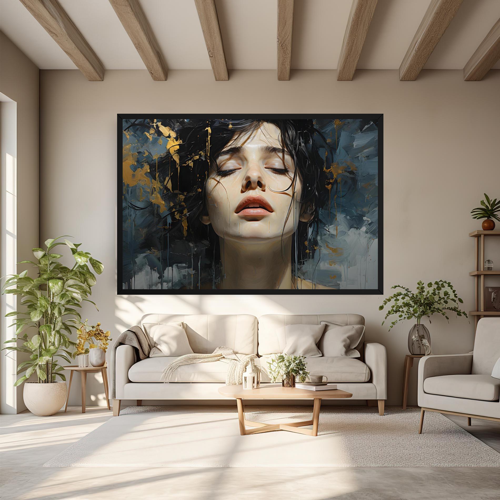 Leinwandbild Closed Eyes Woman mockup 6