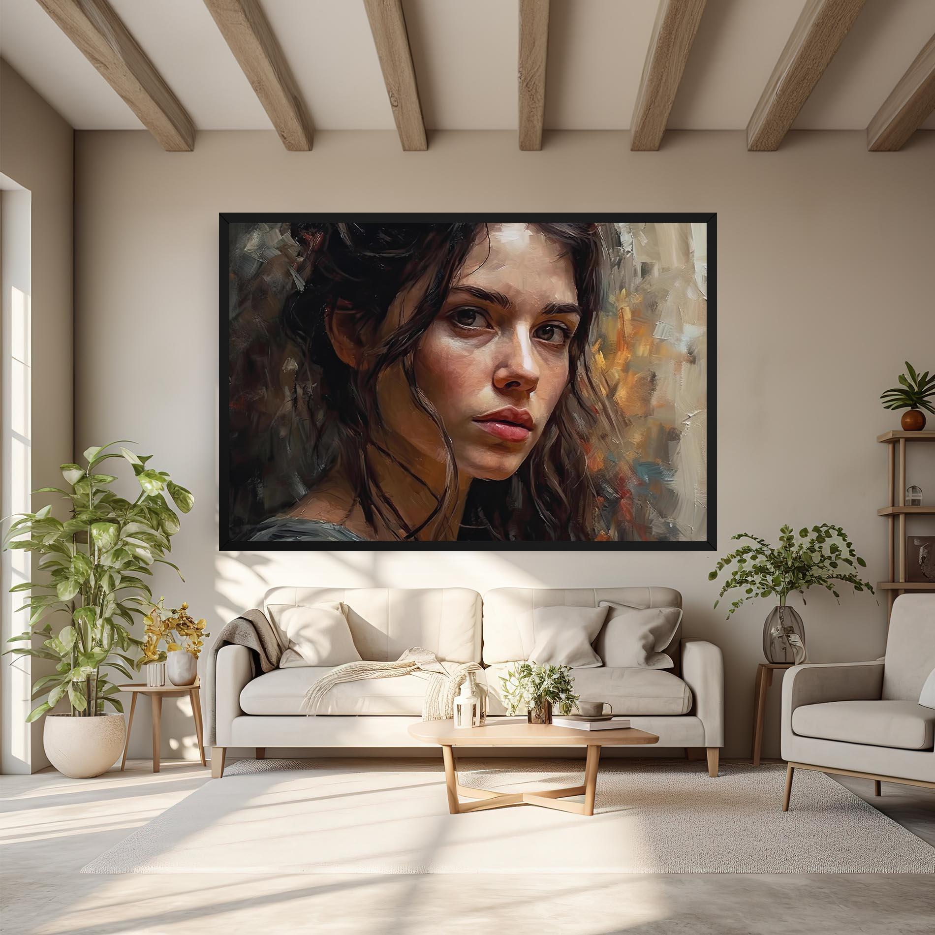 Leinwandbild Closeup Impasto Portrait mockup 6