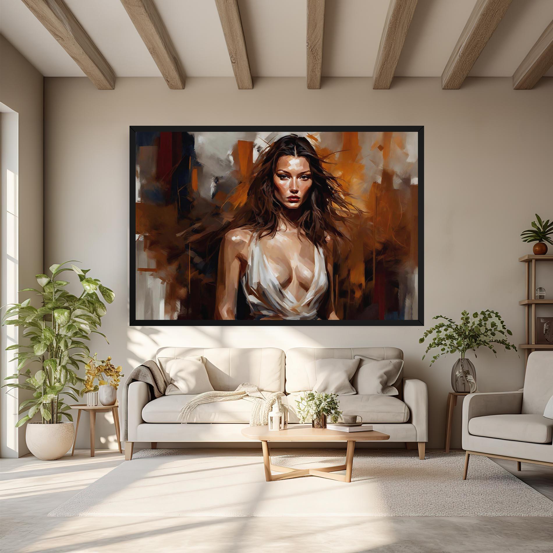 Leinwandbild Long Brown Hair Woman mockup 6