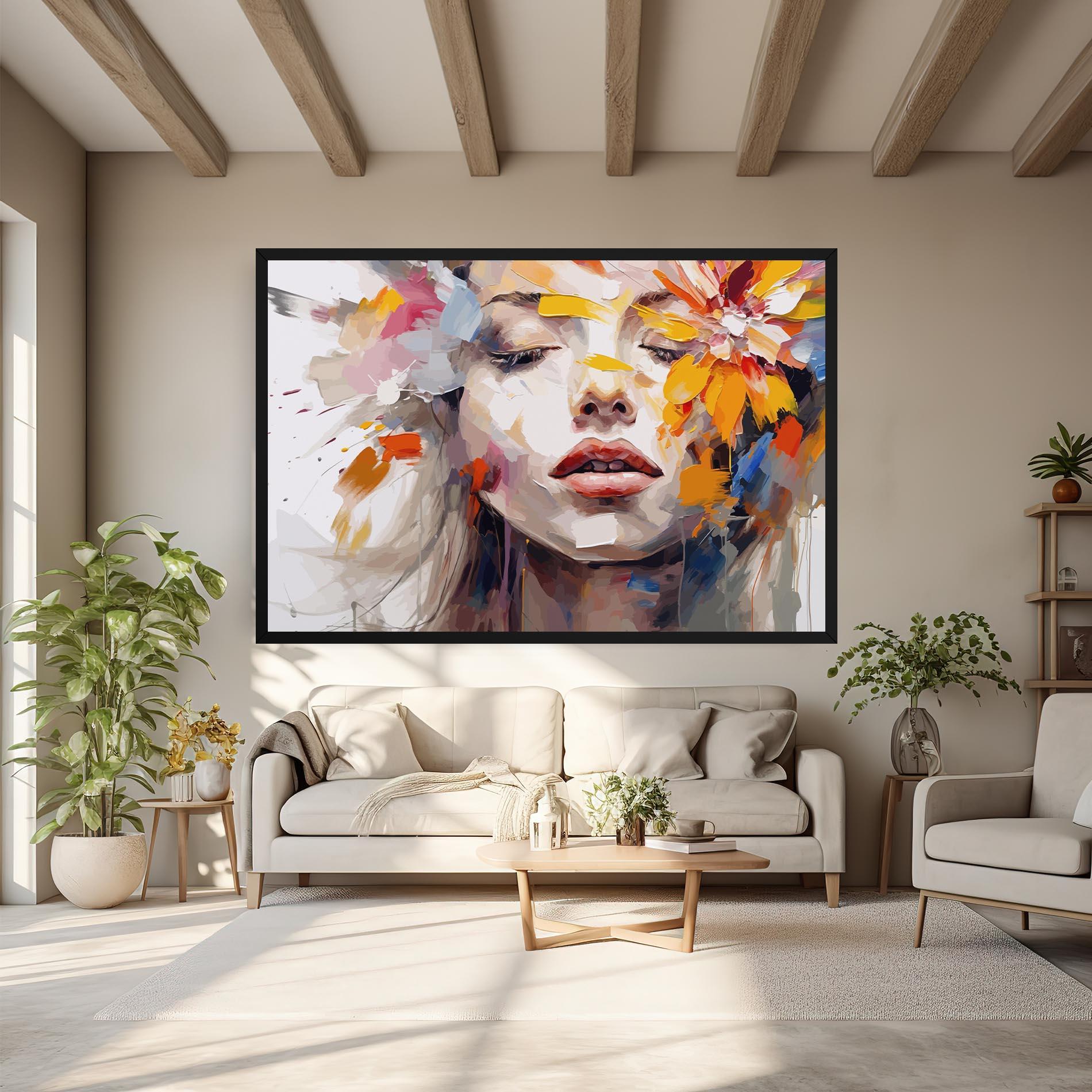 Leinwandbild Oil Flower Portrait mockup 6
