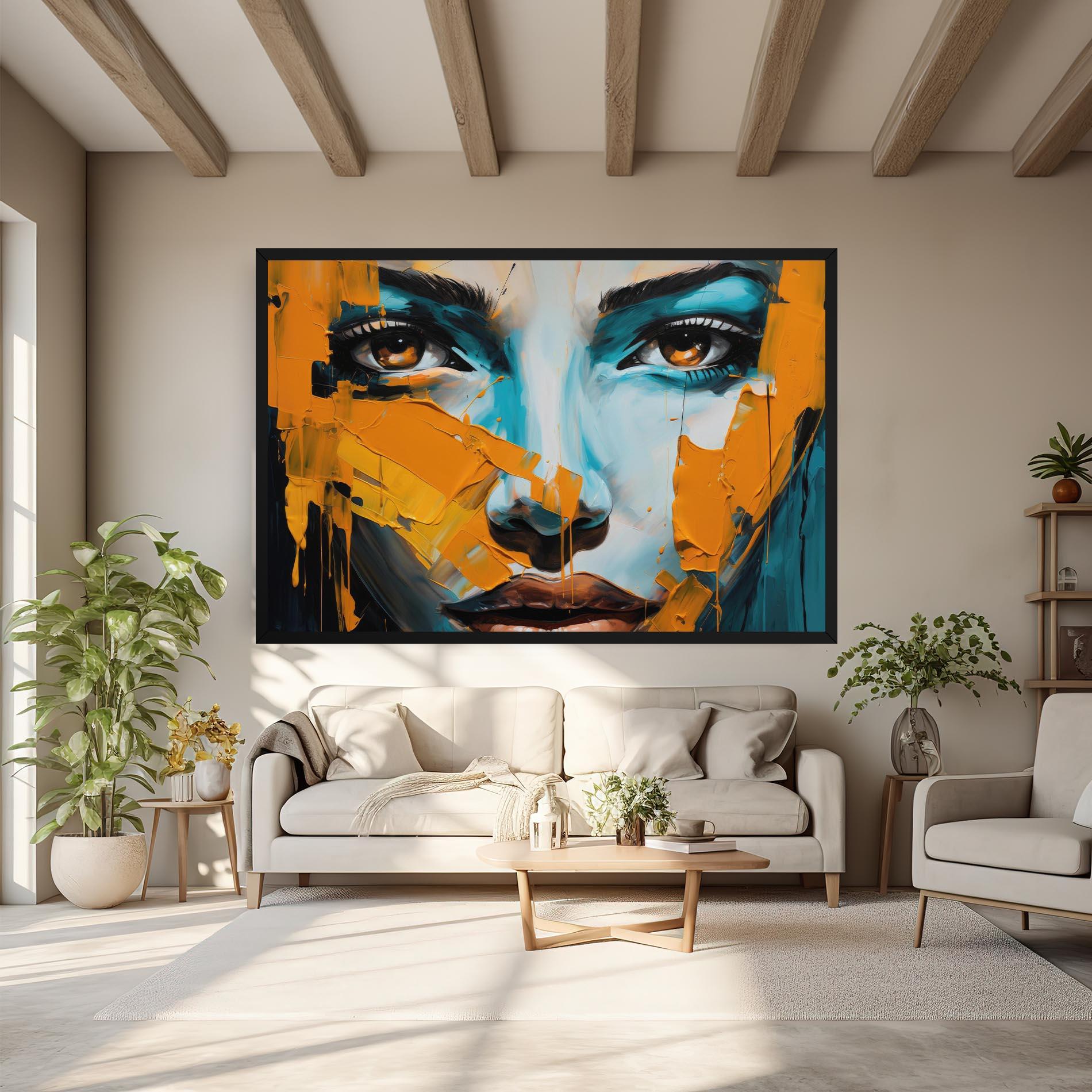 Leinwandbild Orange Paint Portrait mockup 6