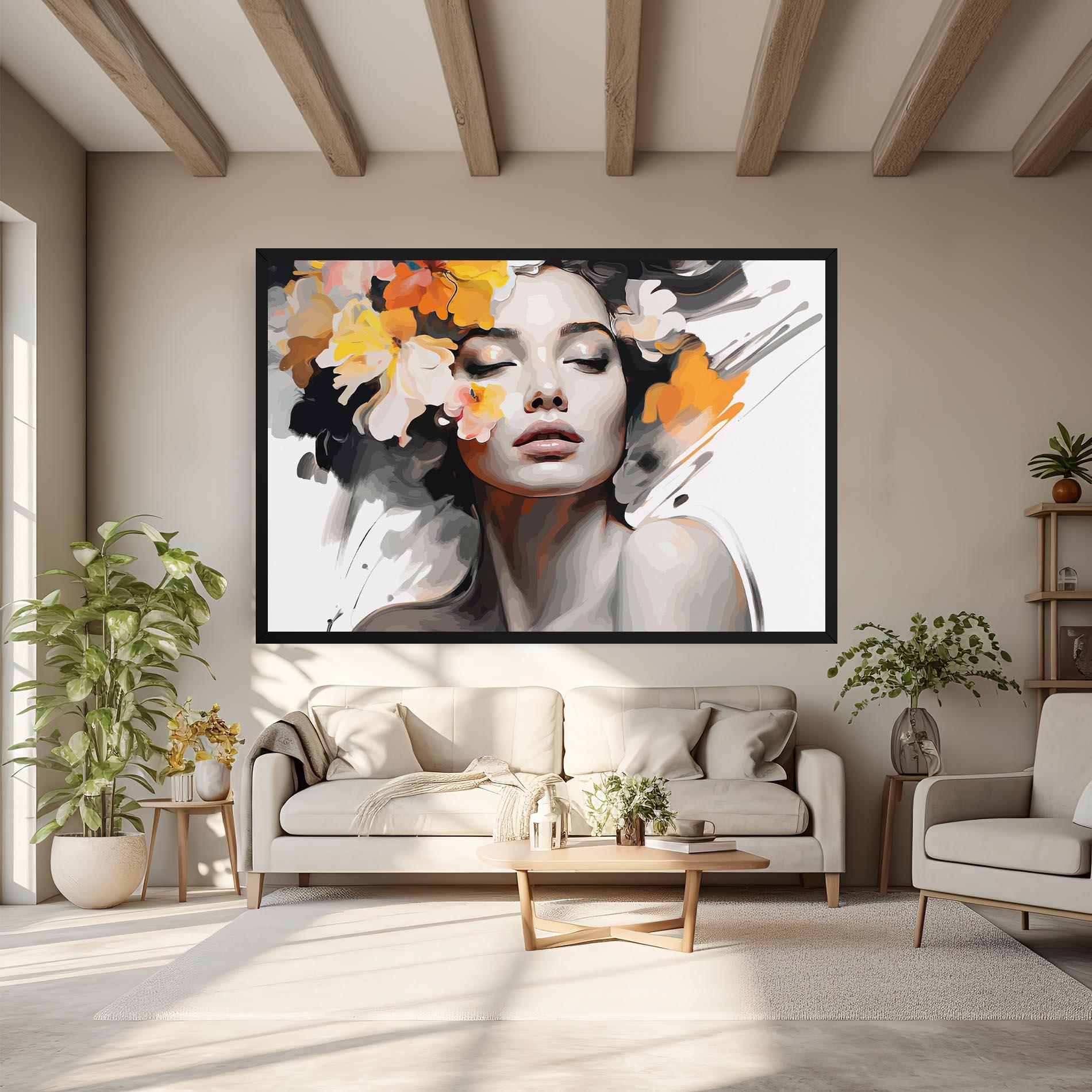 Leinwandbild Yellow Flower Portrait mockup 6