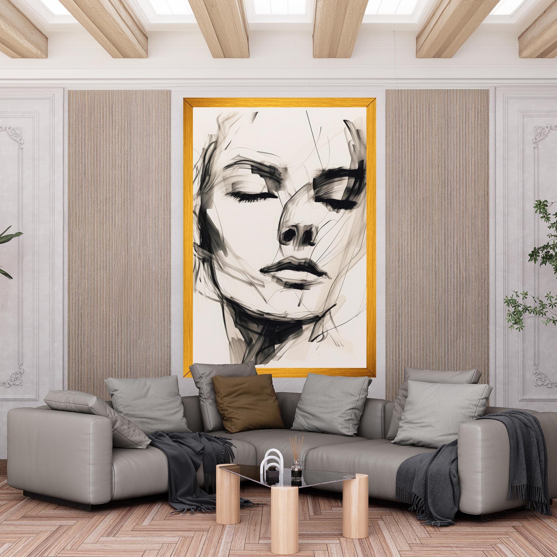 Leinwandbild Continuous Line Woman mockup 6