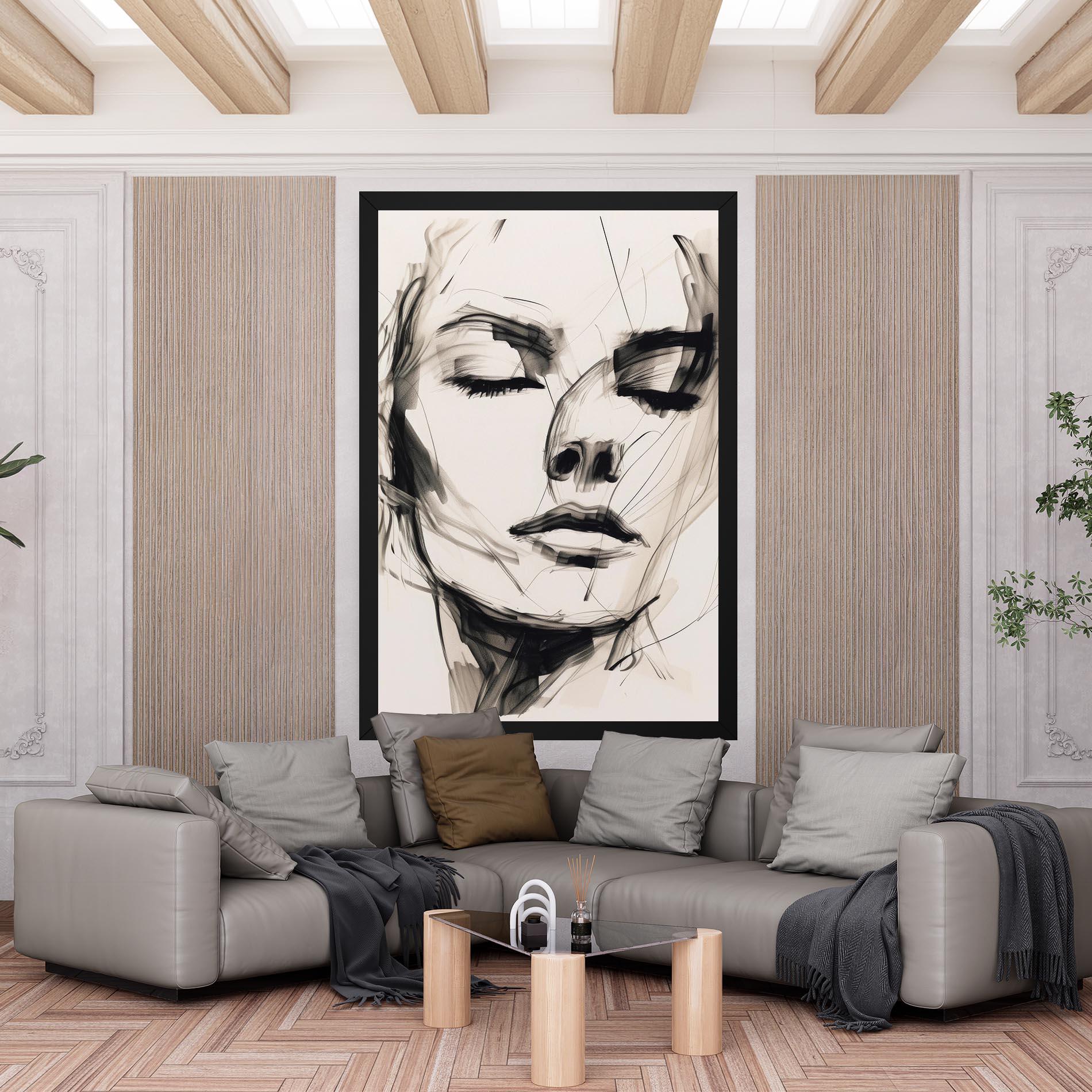 Leinwandbild Continuous Line Woman mockup 6